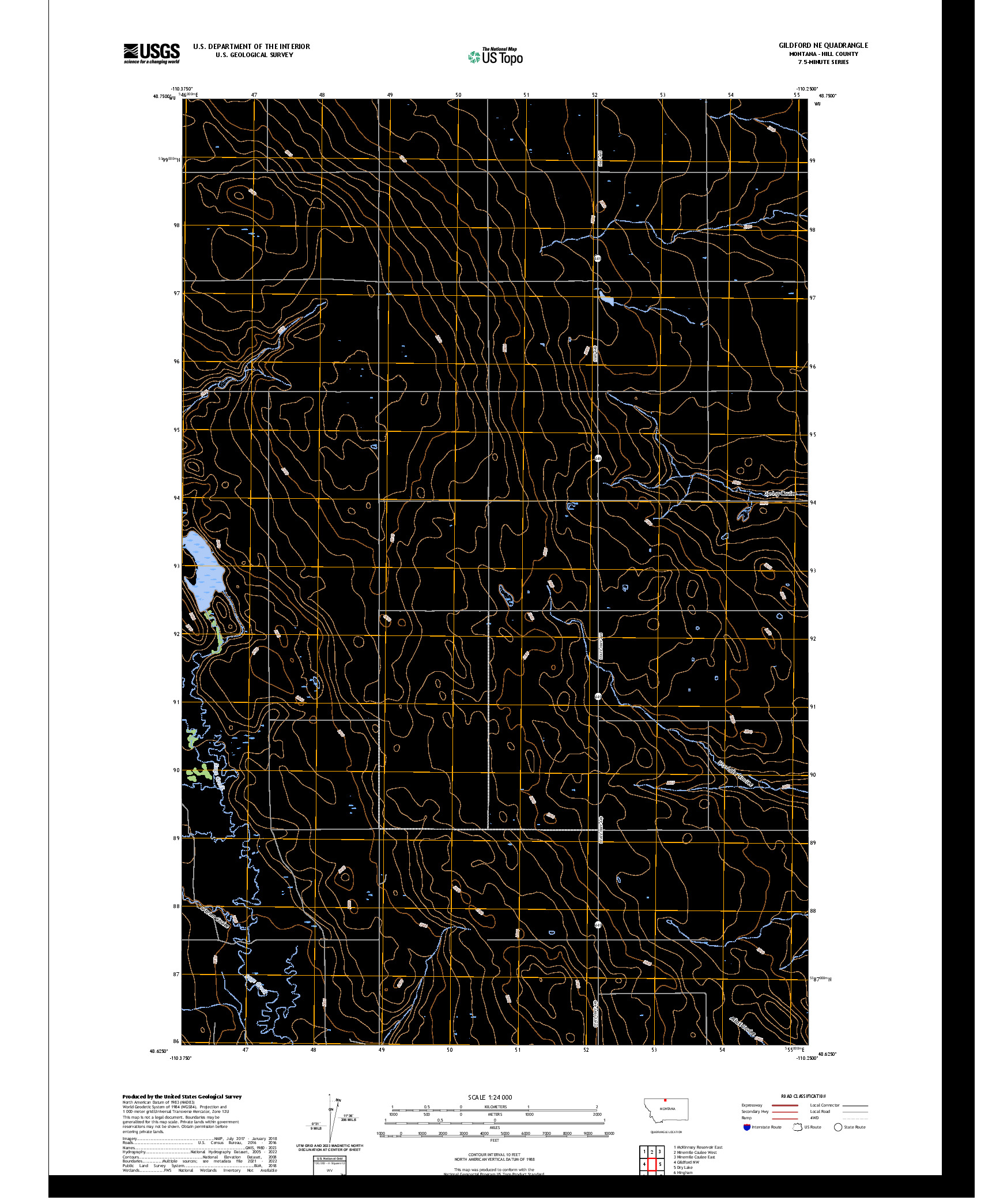 US TOPO 7.5-MINUTE MAP FOR GILDFORD NE, MT