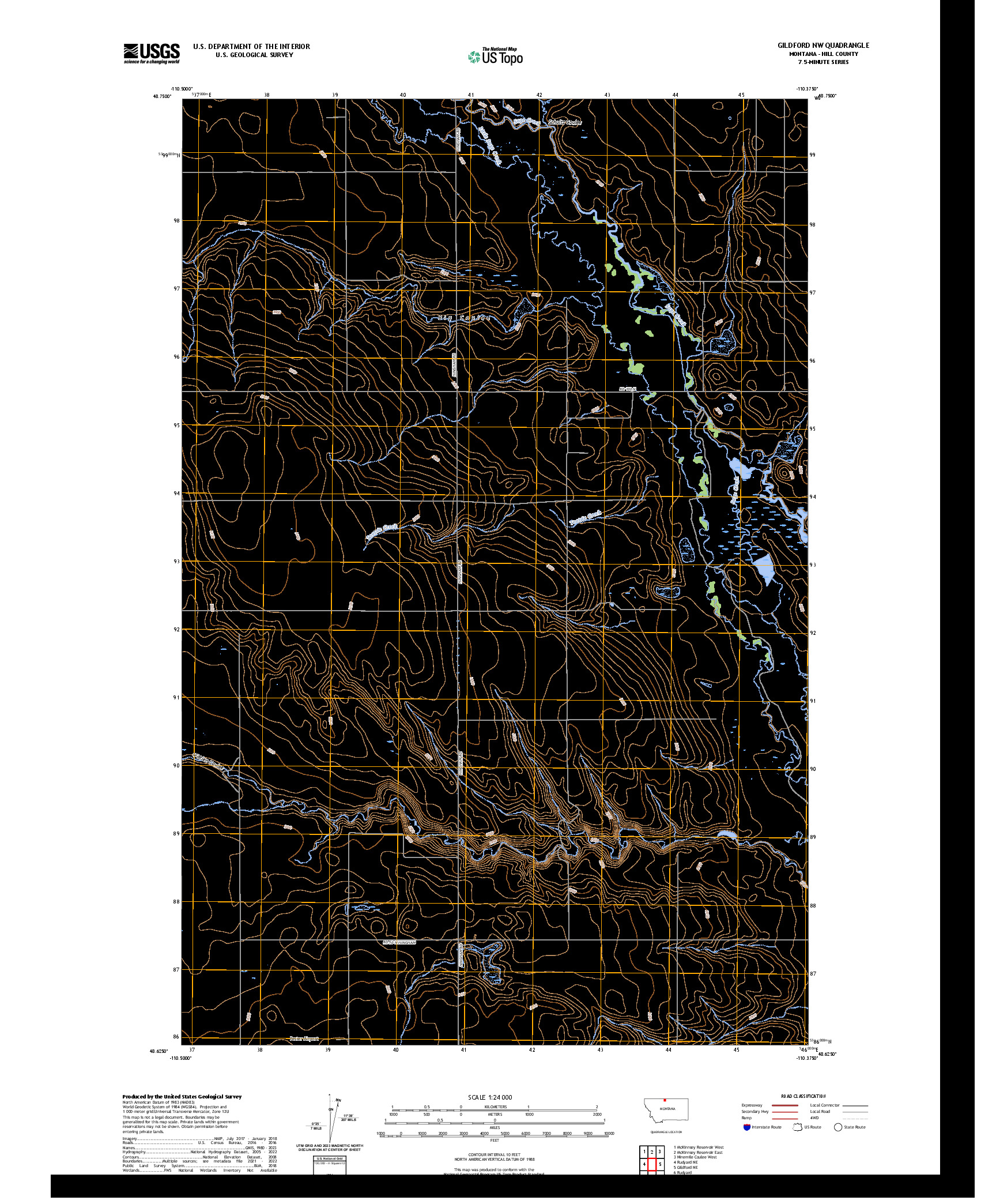 US TOPO 7.5-MINUTE MAP FOR GILDFORD NW, MT
