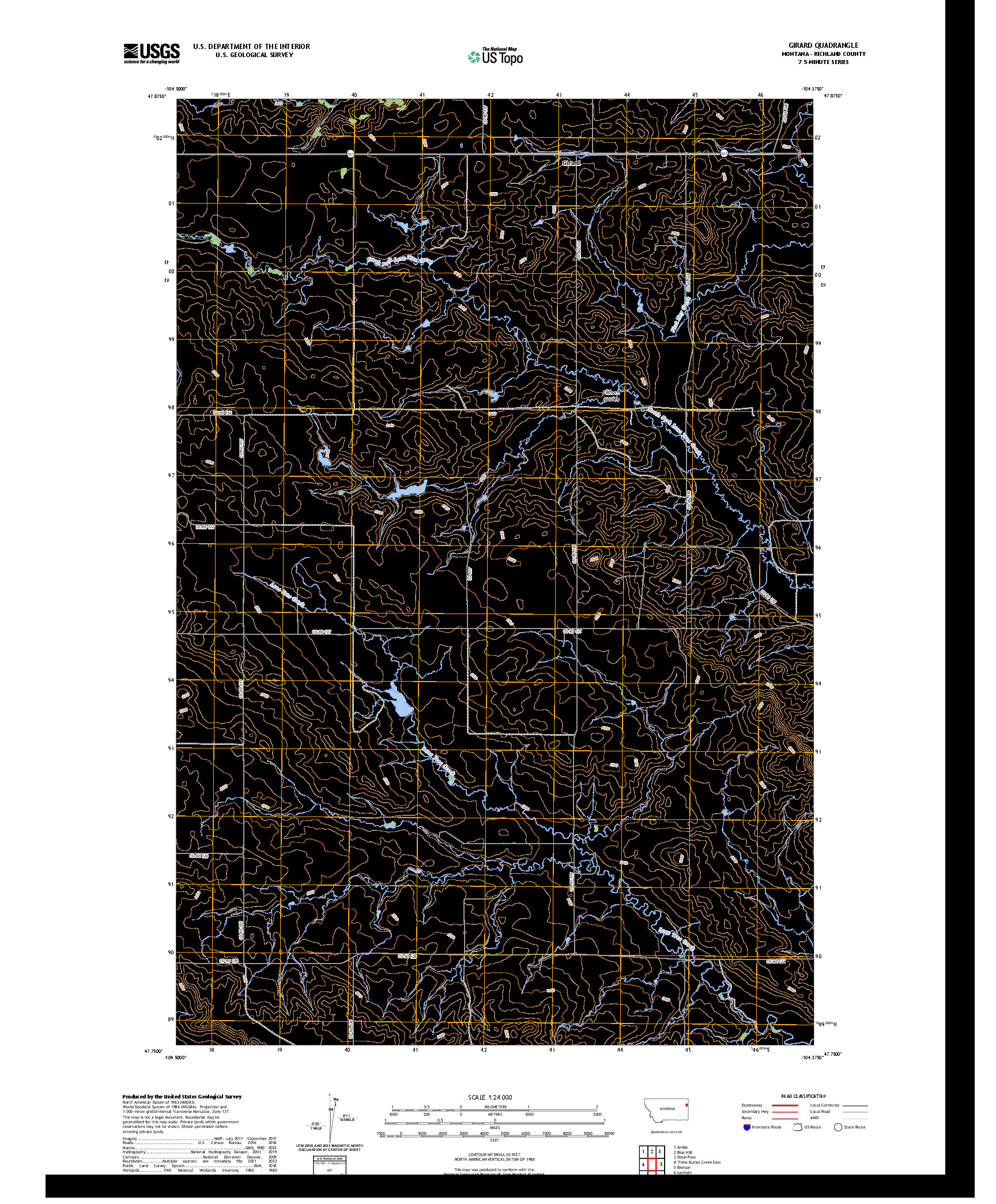 US TOPO 7.5-MINUTE MAP FOR GIRARD, MT