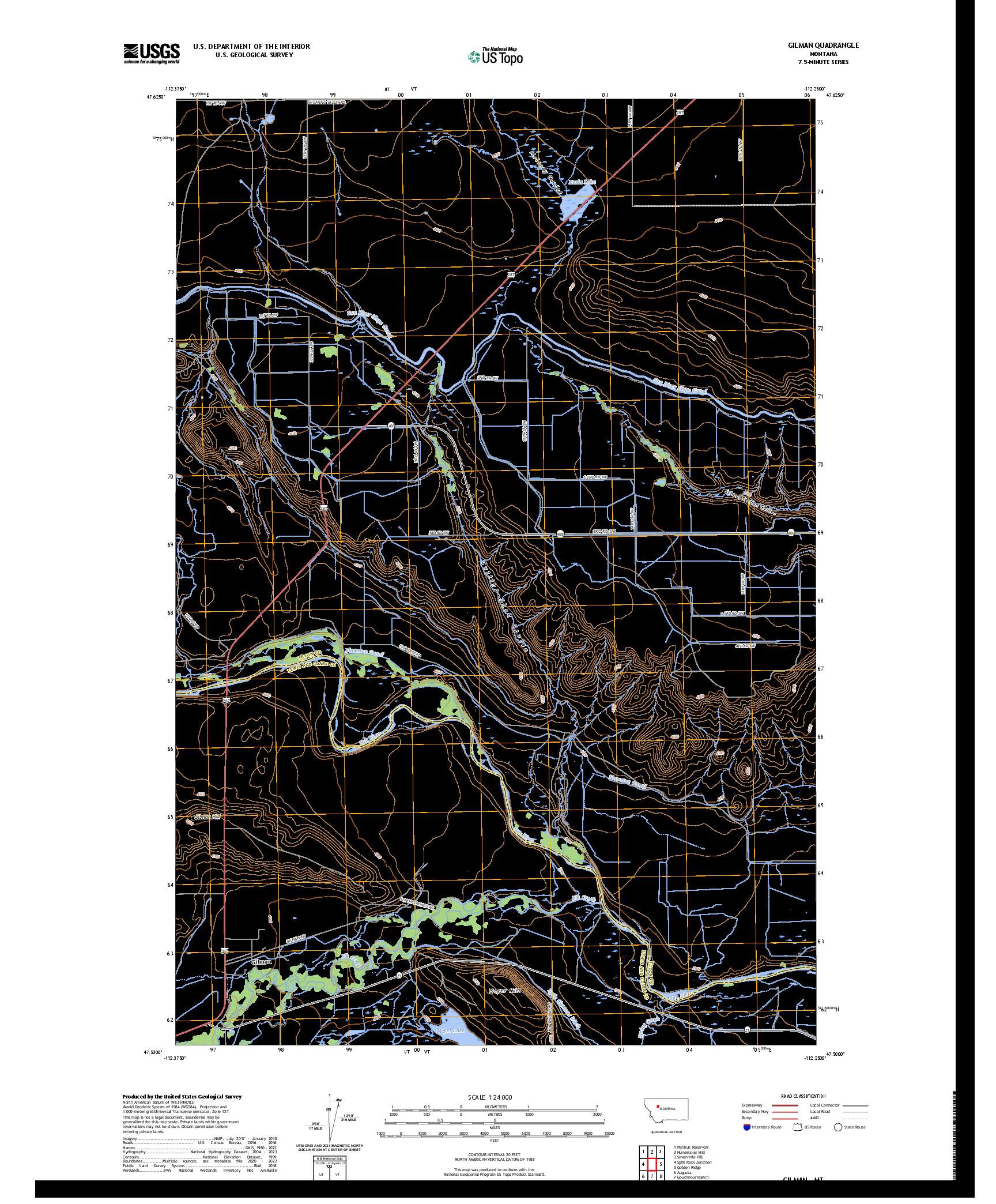 US TOPO 7.5-MINUTE MAP FOR GILMAN, MT