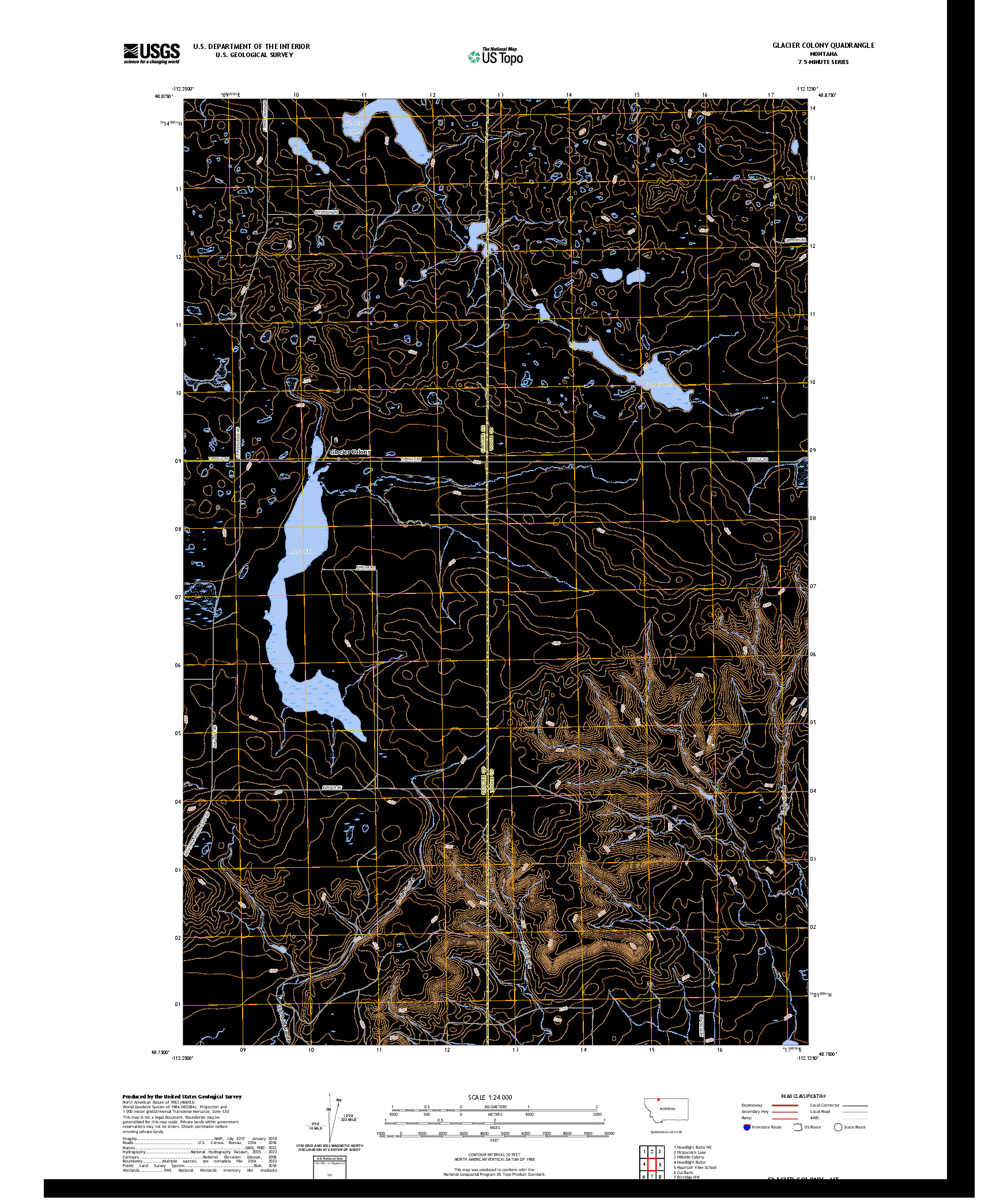 US TOPO 7.5-MINUTE MAP FOR GLACIER COLONY, MT