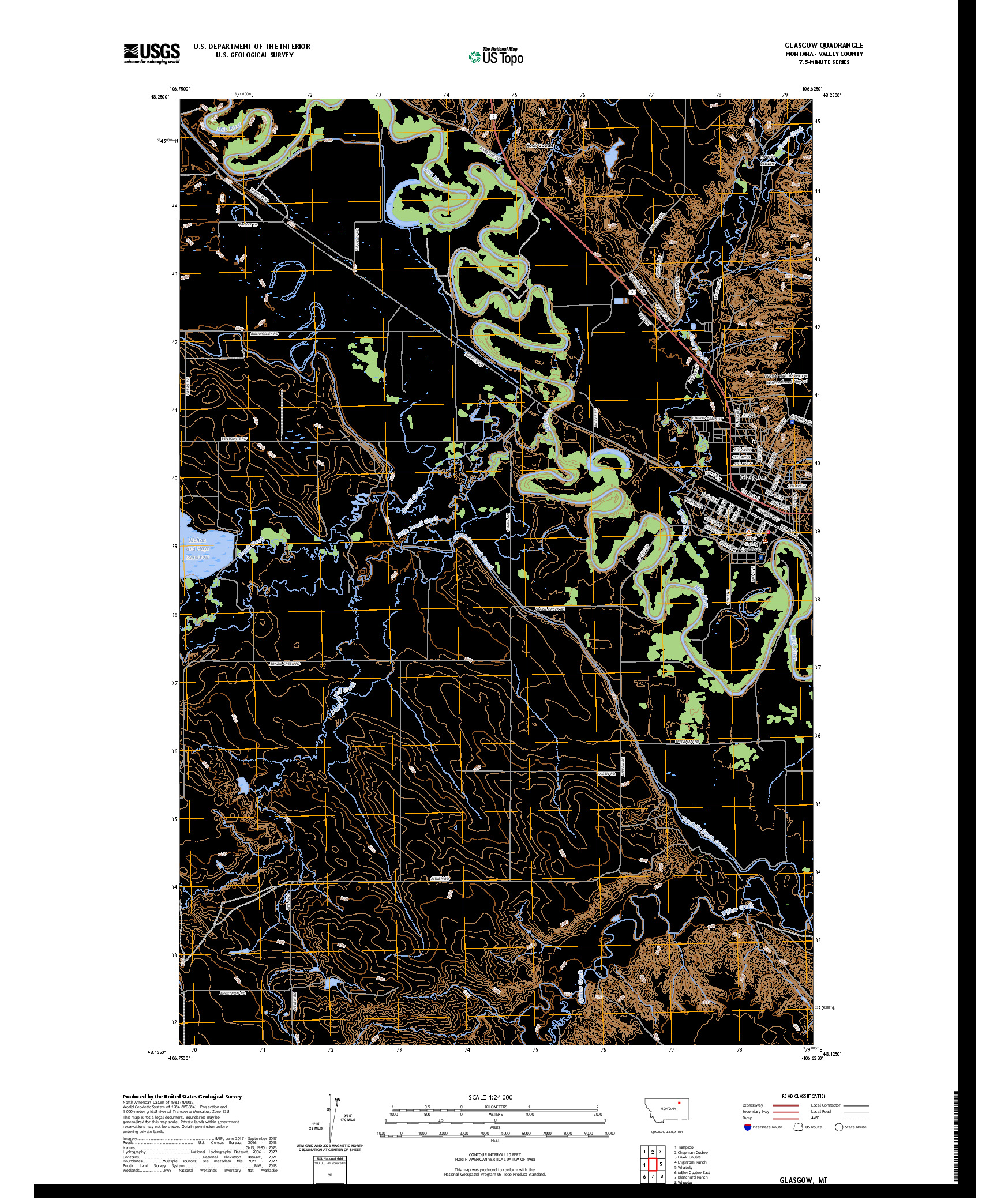 US TOPO 7.5-MINUTE MAP FOR GLASGOW, MT