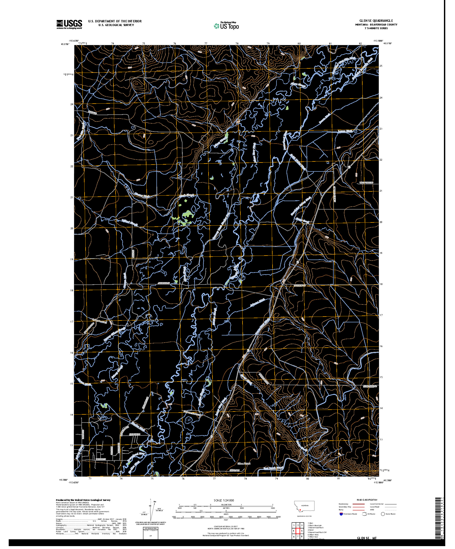US TOPO 7.5-MINUTE MAP FOR GLEN SE, MT