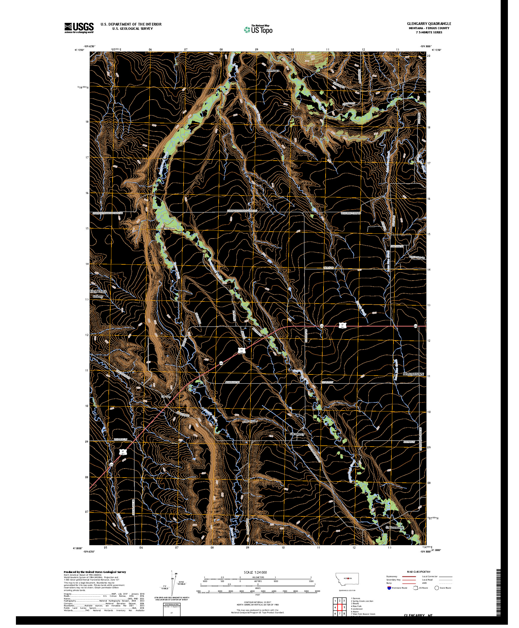 US TOPO 7.5-MINUTE MAP FOR GLENGARRY, MT