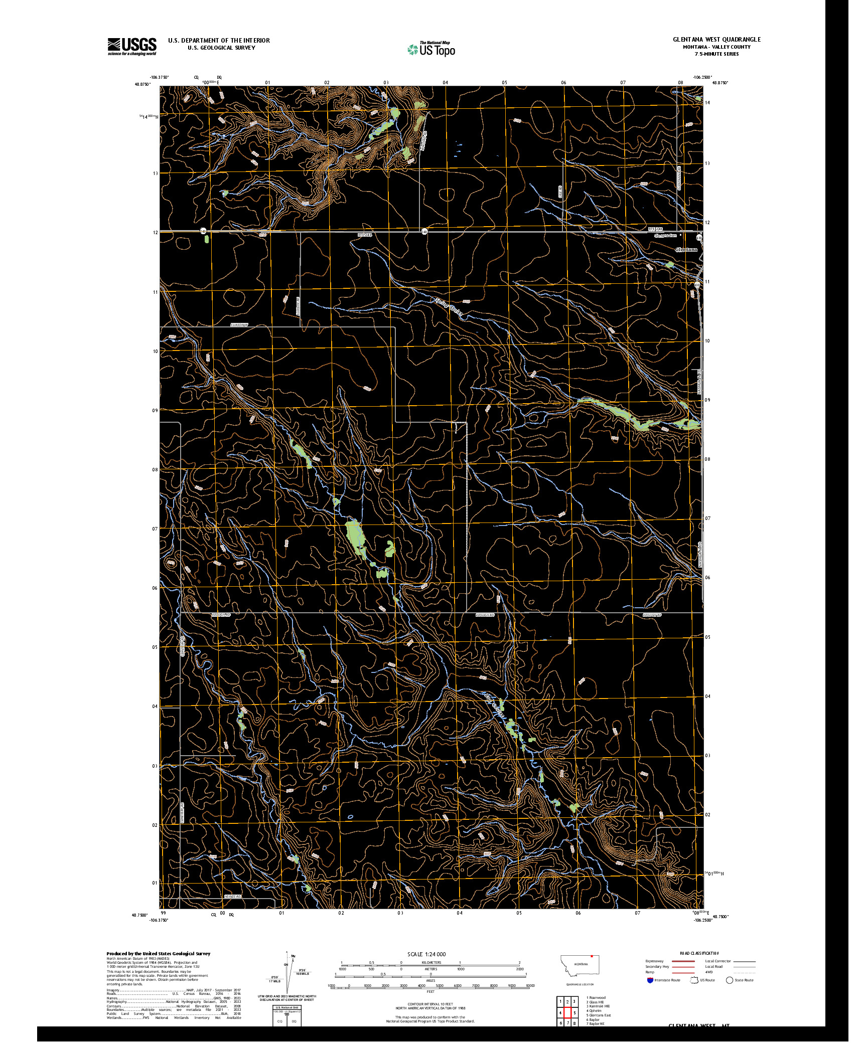 US TOPO 7.5-MINUTE MAP FOR GLENTANA WEST, MT