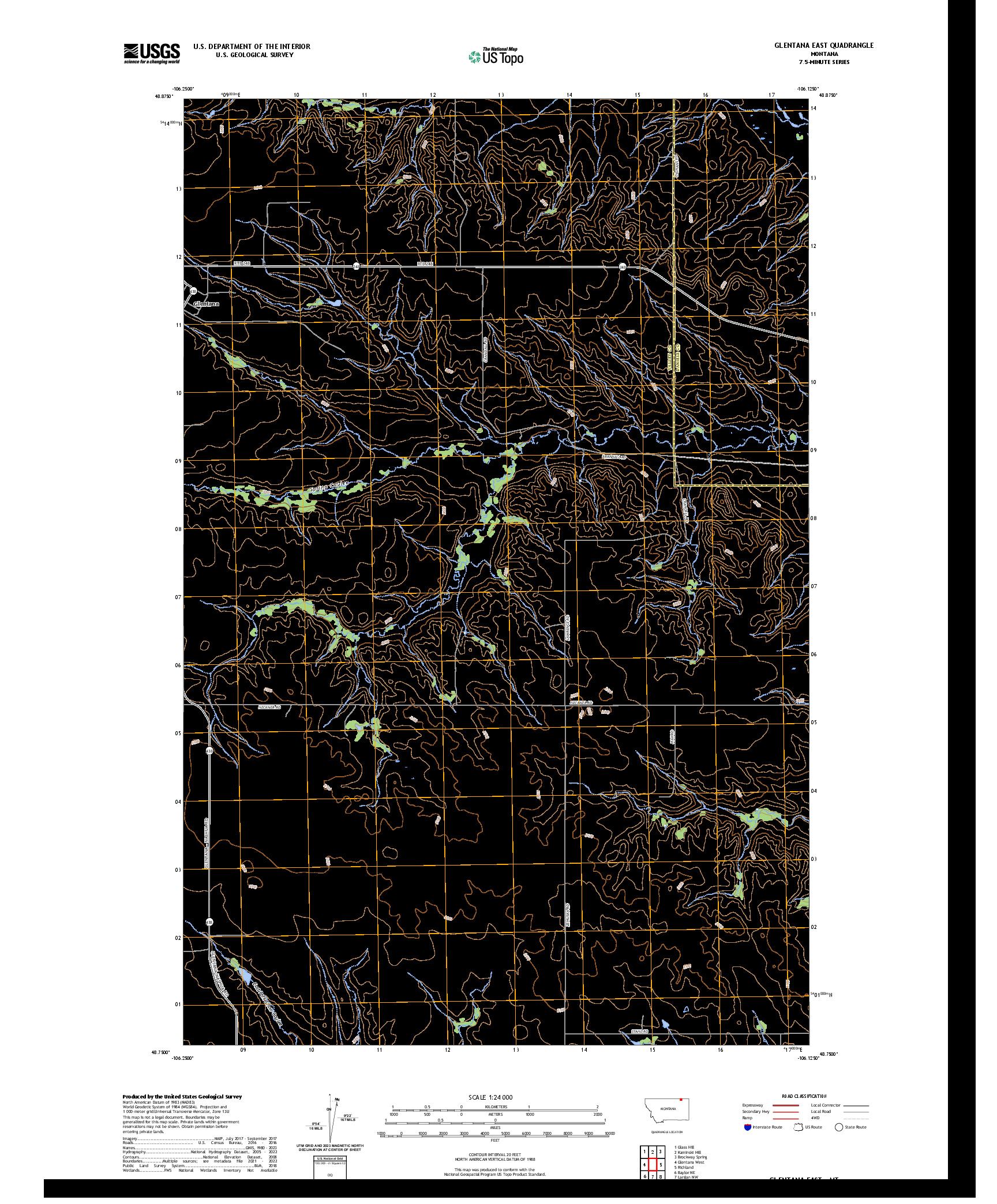US TOPO 7.5-MINUTE MAP FOR GLENTANA EAST, MT