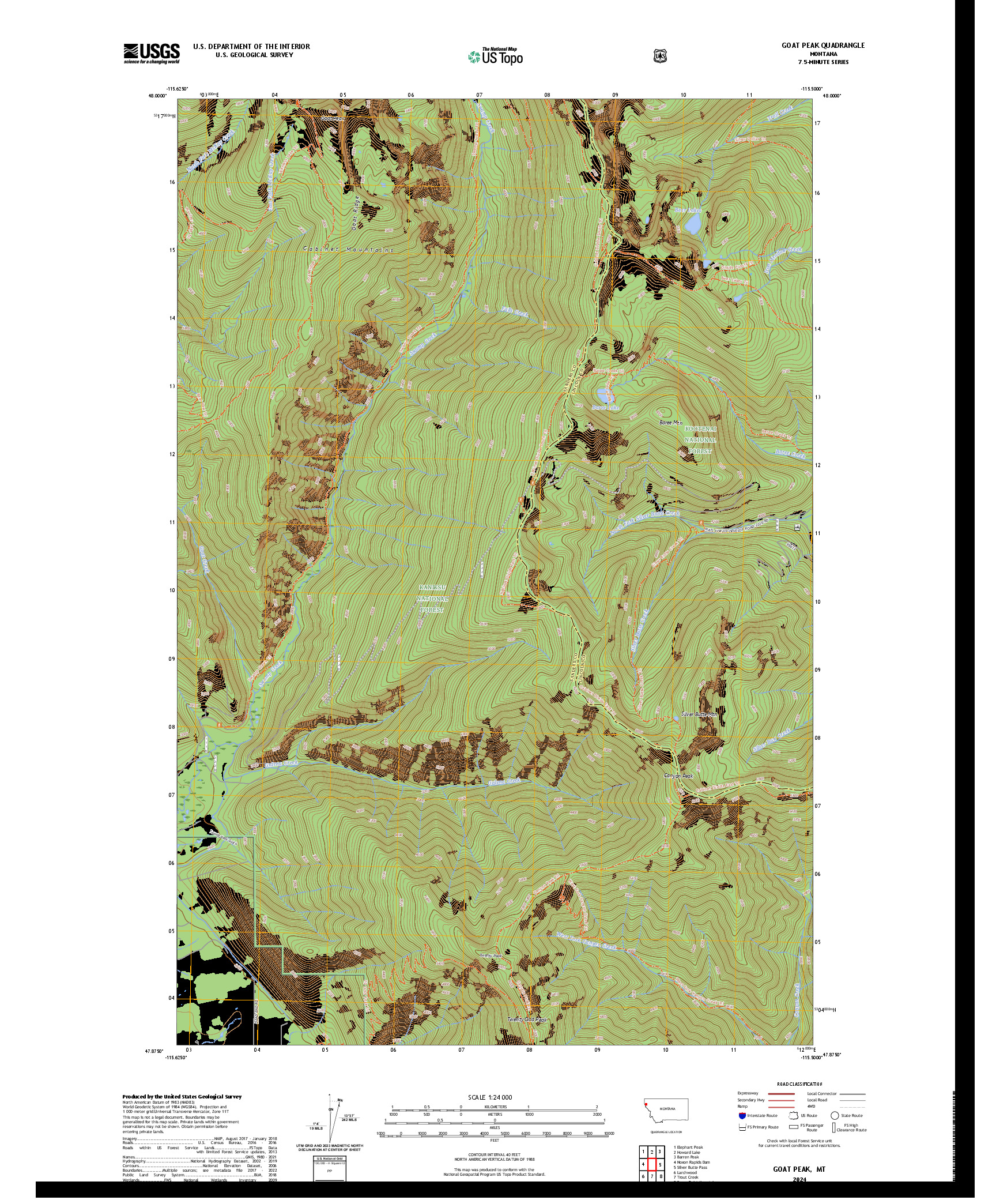 US TOPO 7.5-MINUTE MAP FOR GOAT PEAK, MT