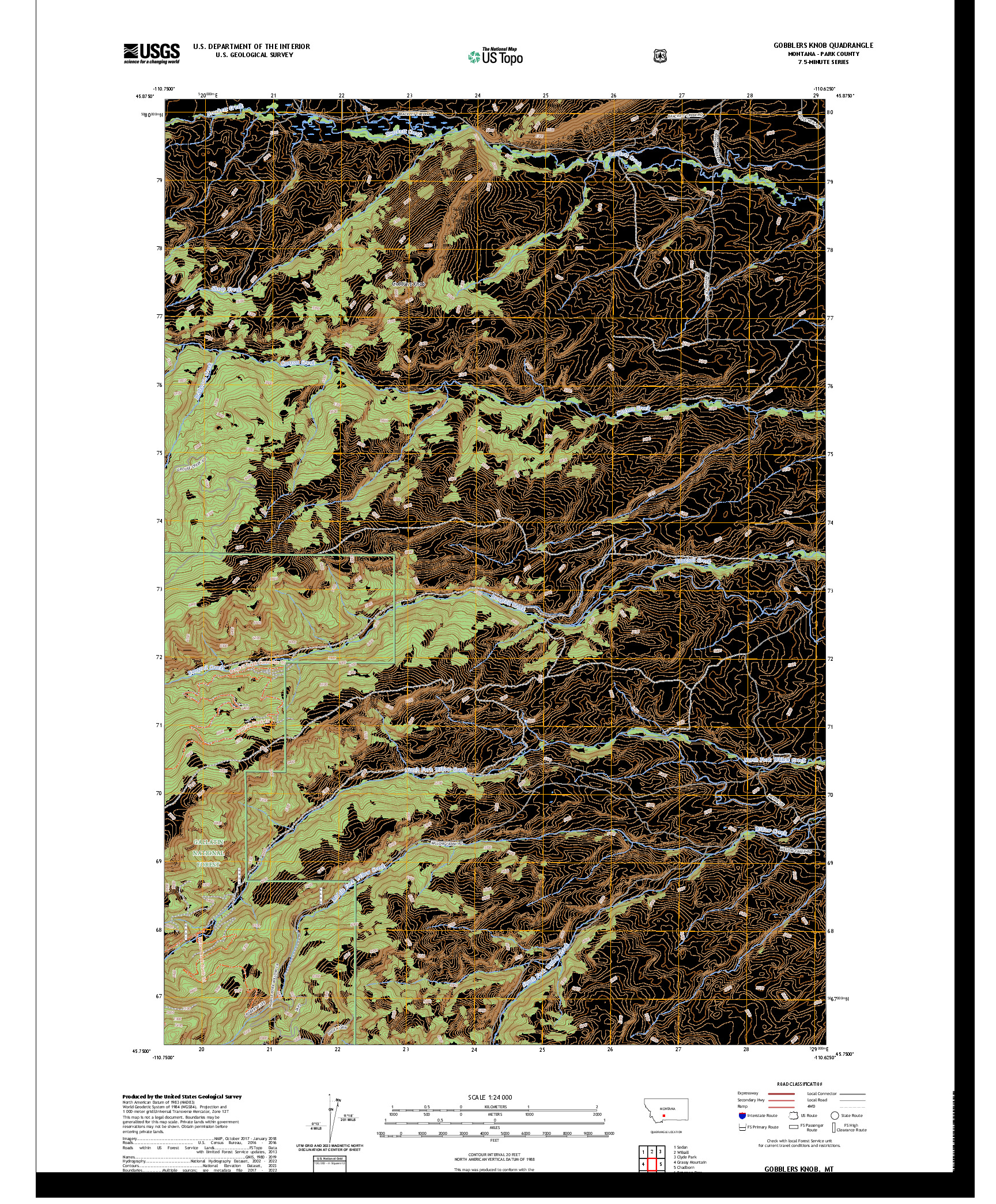 US TOPO 7.5-MINUTE MAP FOR GOBBLERS KNOB, MT