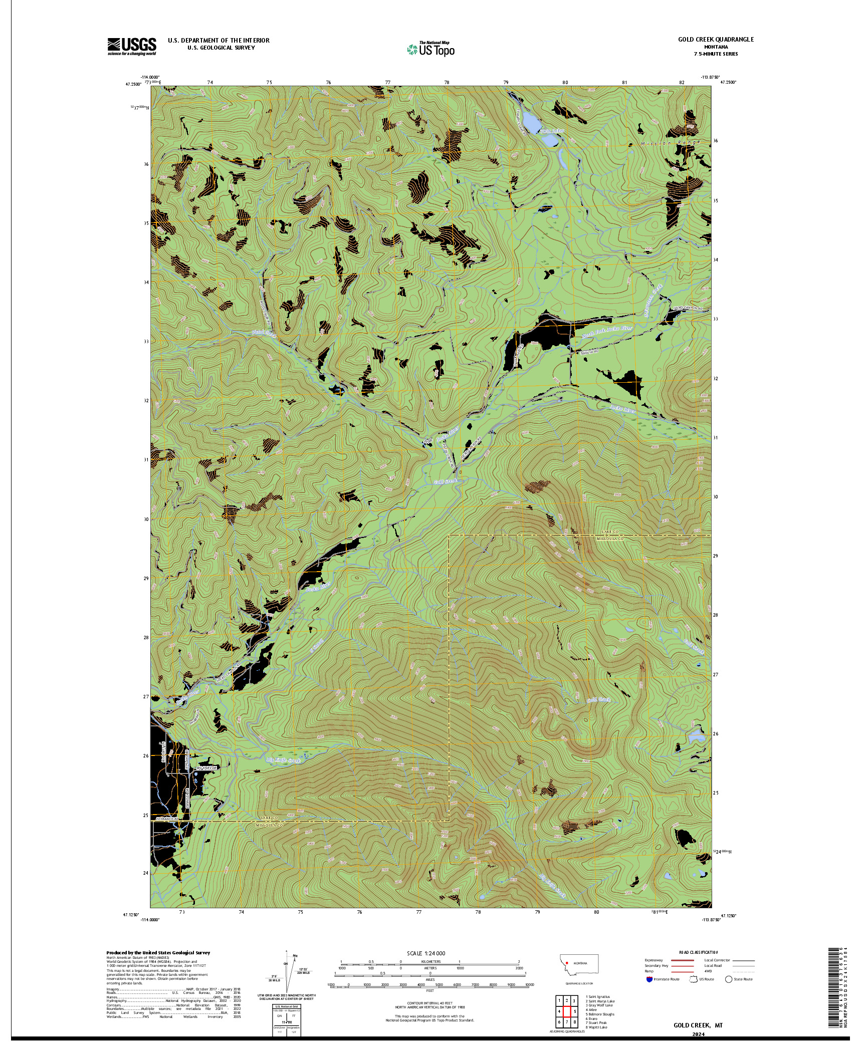 US TOPO 7.5-MINUTE MAP FOR GOLD CREEK, MT