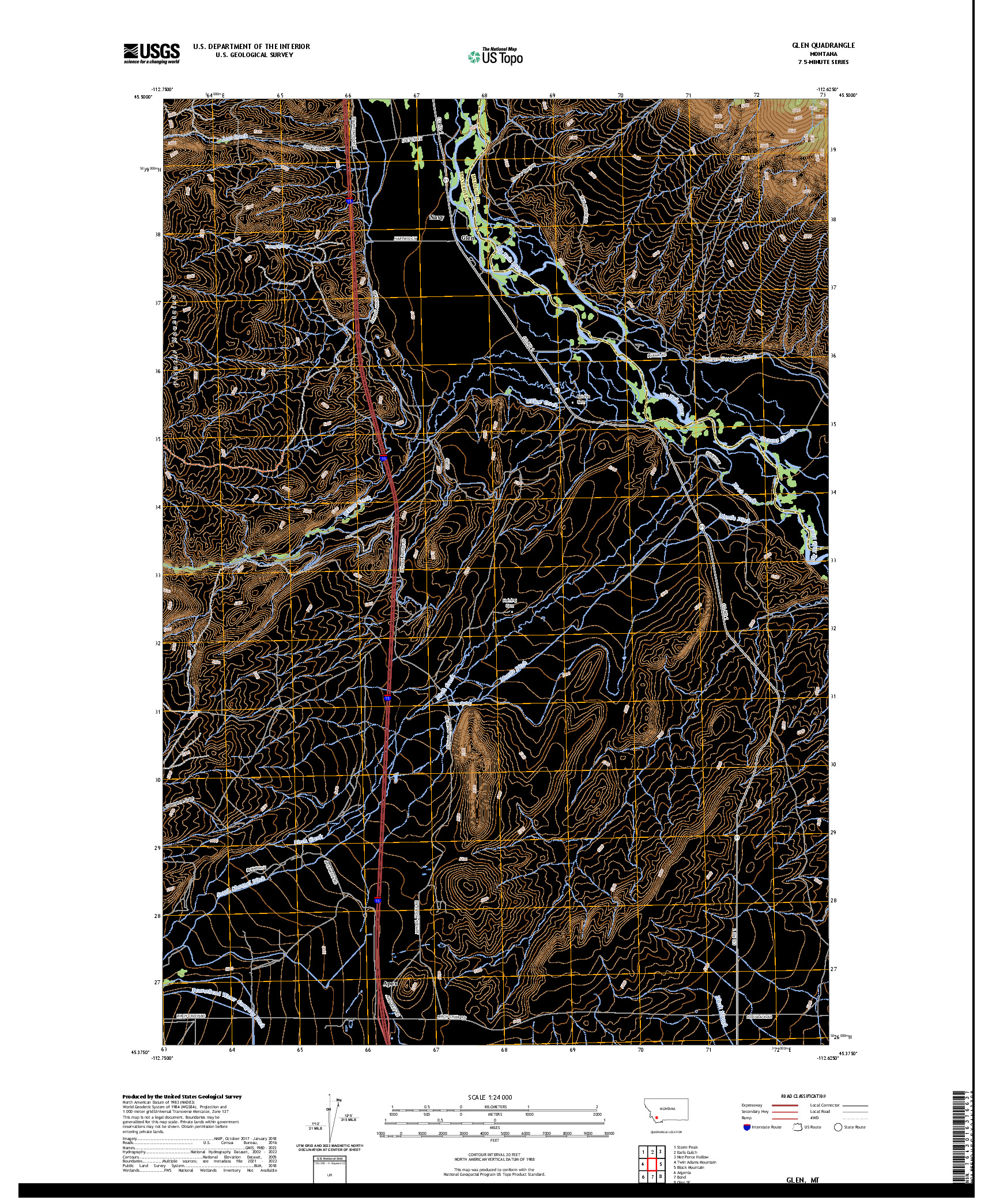 US TOPO 7.5-MINUTE MAP FOR GLEN, MT