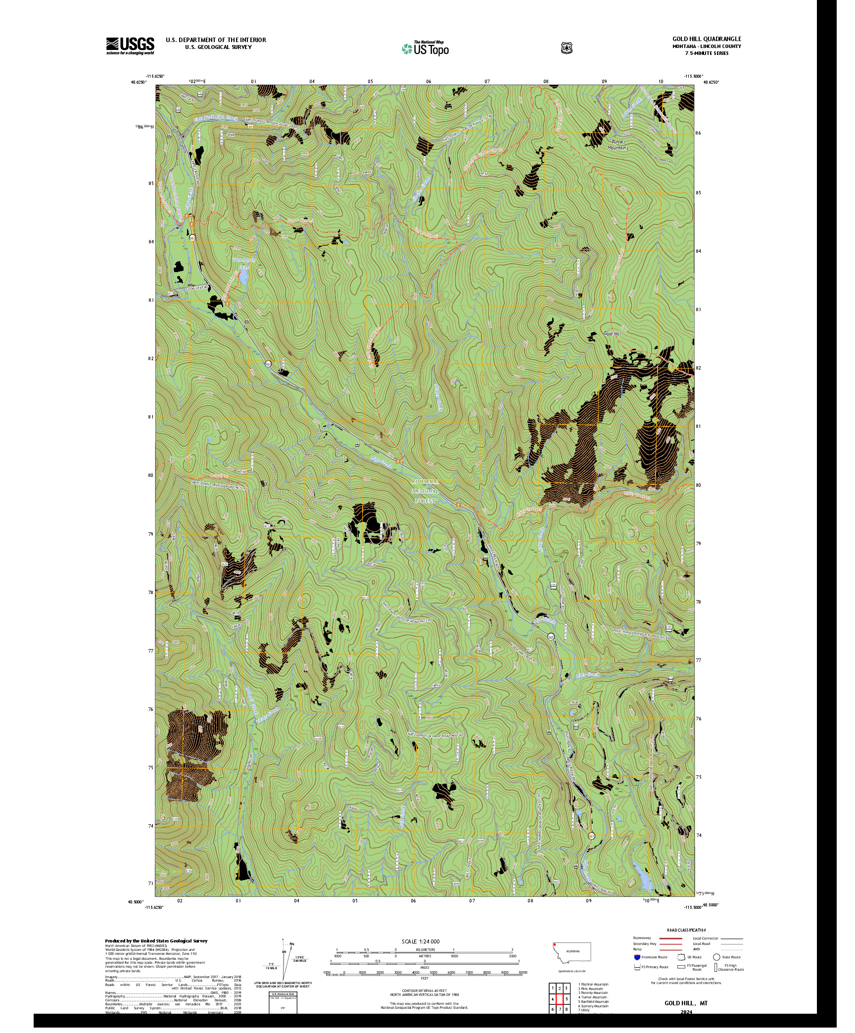 US TOPO 7.5-MINUTE MAP FOR GOLD HILL, MT