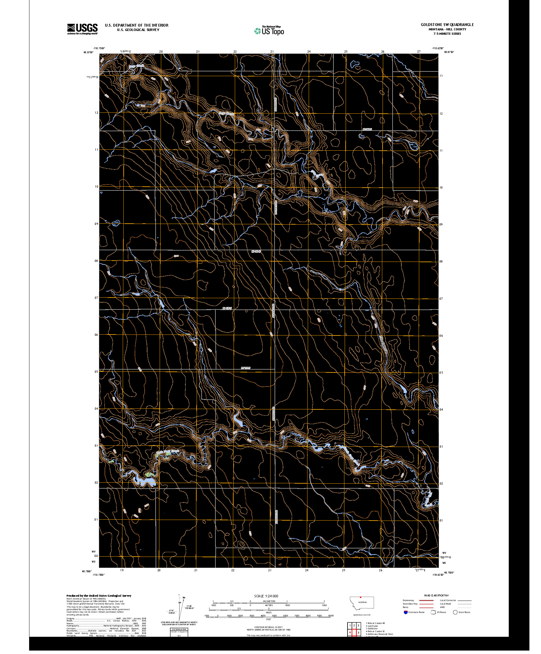 US TOPO 7.5-MINUTE MAP FOR GOLDSTONE SW, MT