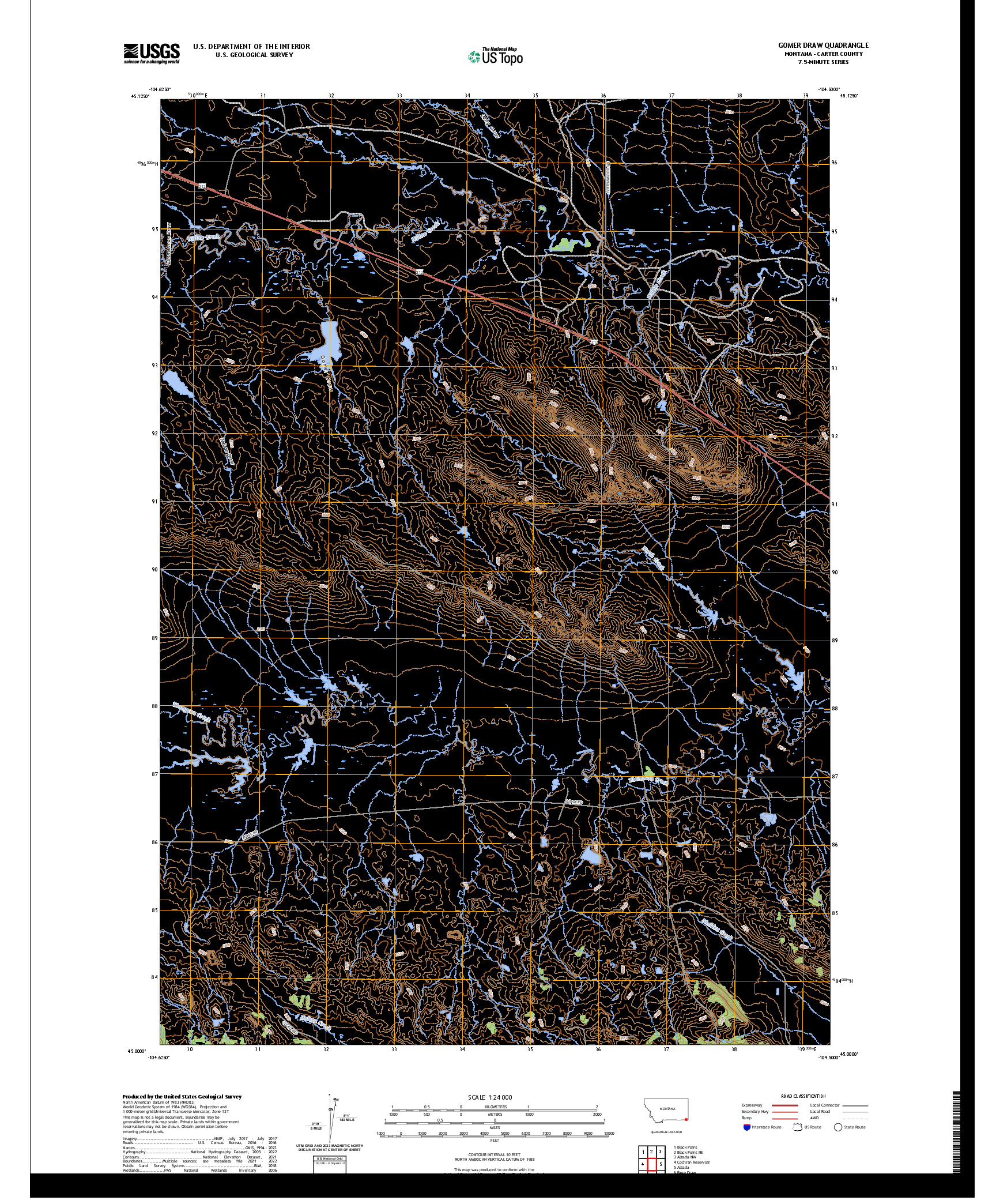 US TOPO 7.5-MINUTE MAP FOR GOMER DRAW, MT