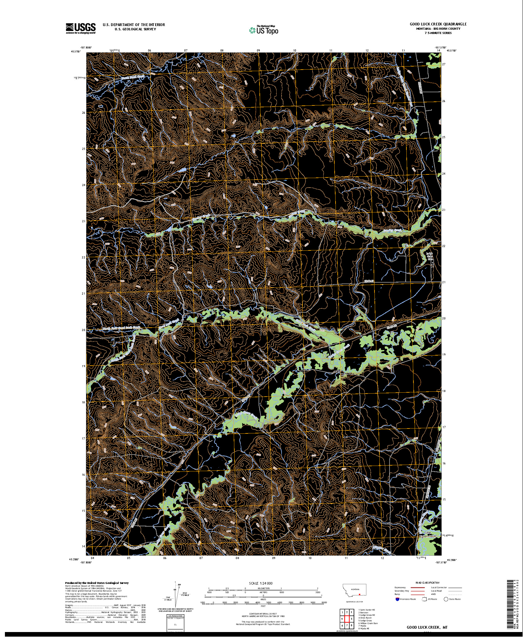 US TOPO 7.5-MINUTE MAP FOR GOOD LUCK CREEK, MT