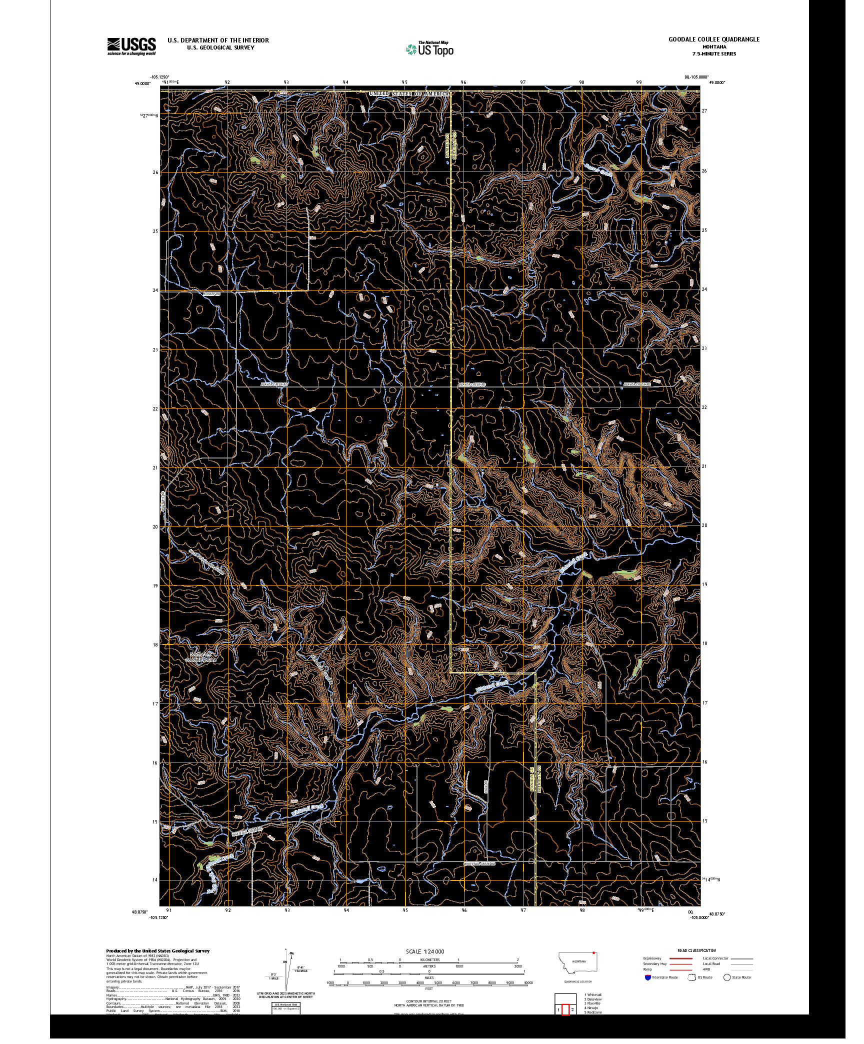 US TOPO 7.5-MINUTE MAP FOR GOODALE COULEE, MT,SK