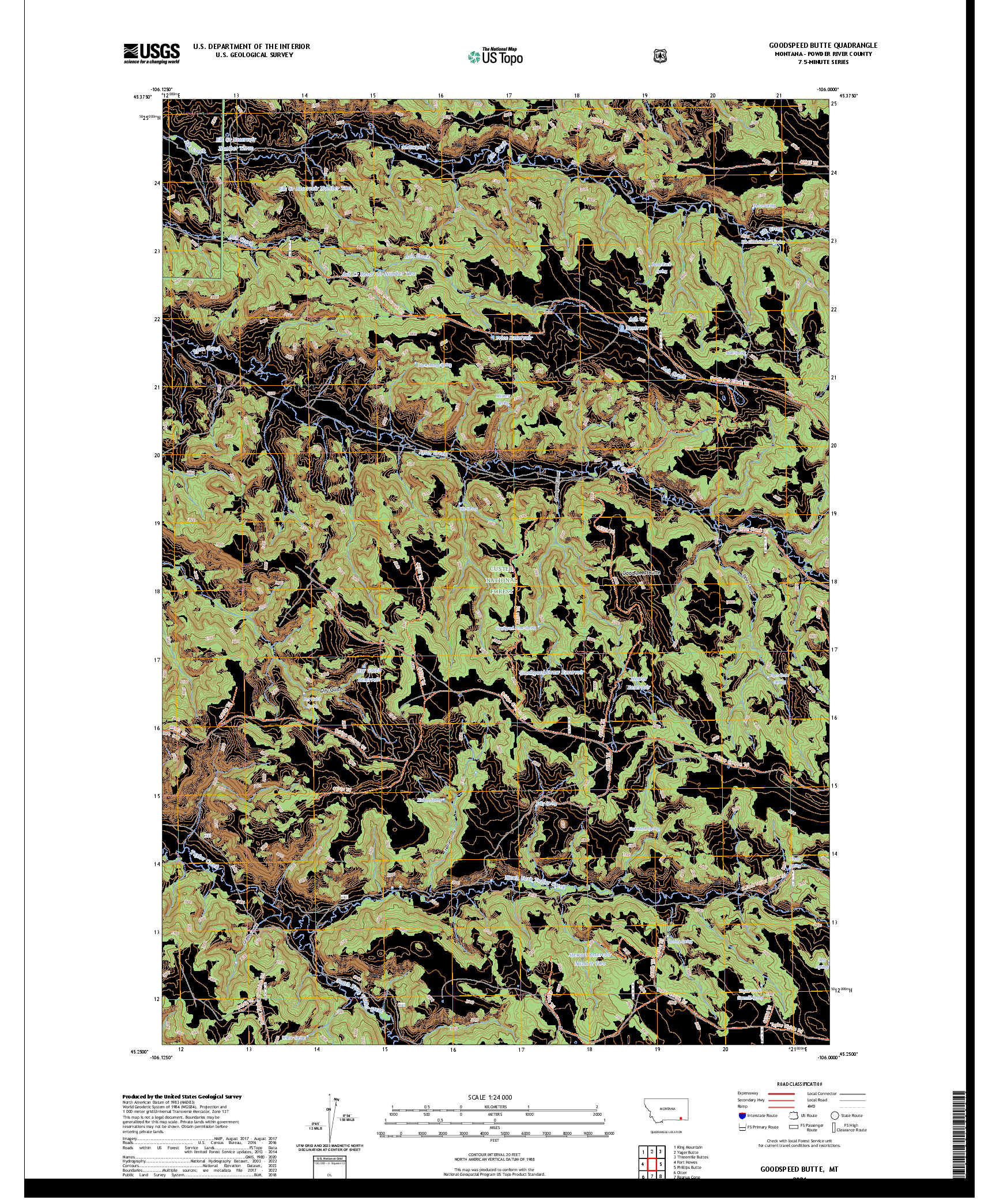 US TOPO 7.5-MINUTE MAP FOR GOODSPEED BUTTE, MT