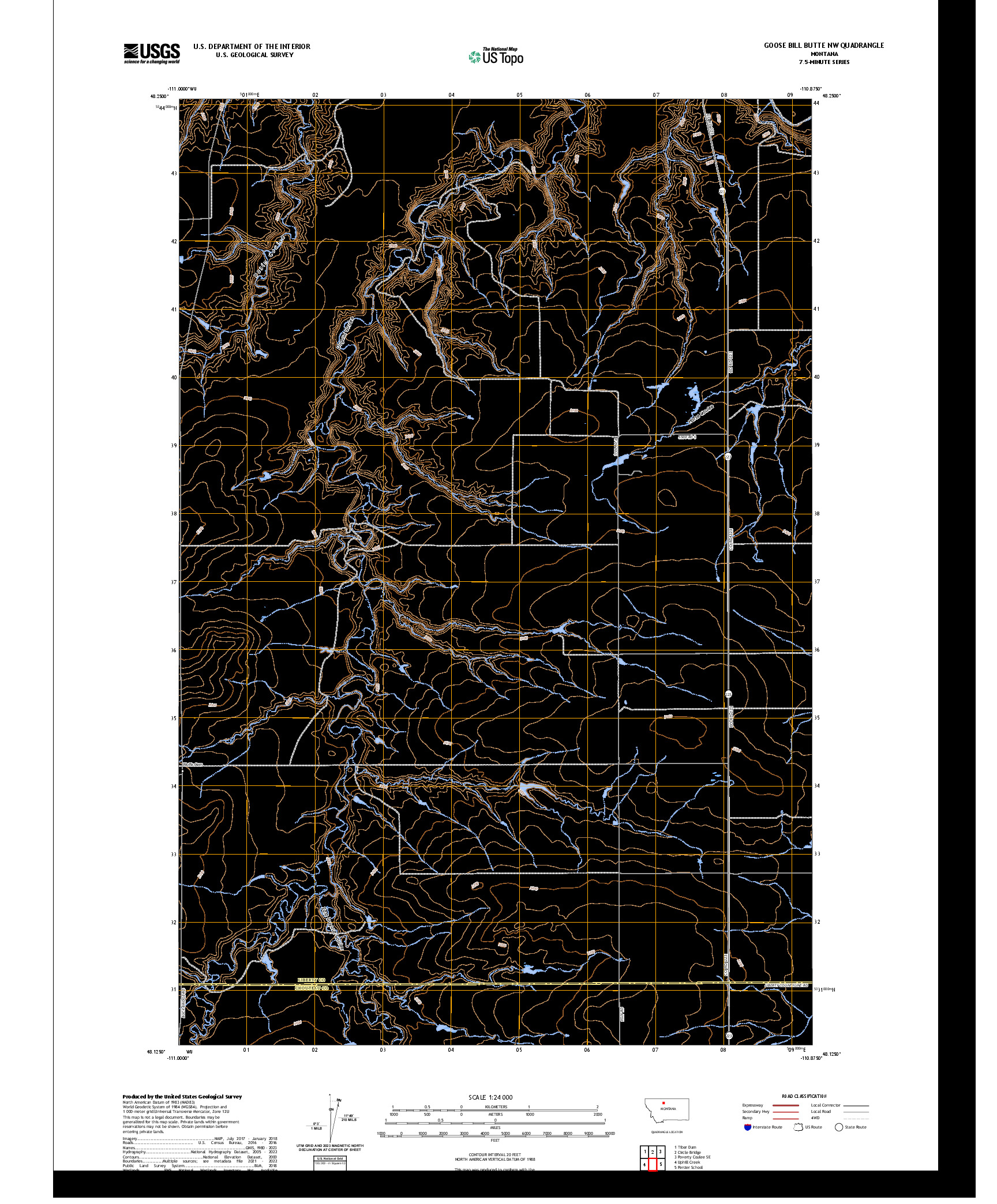 US TOPO 7.5-MINUTE MAP FOR GOOSE BILL BUTTE NW, MT