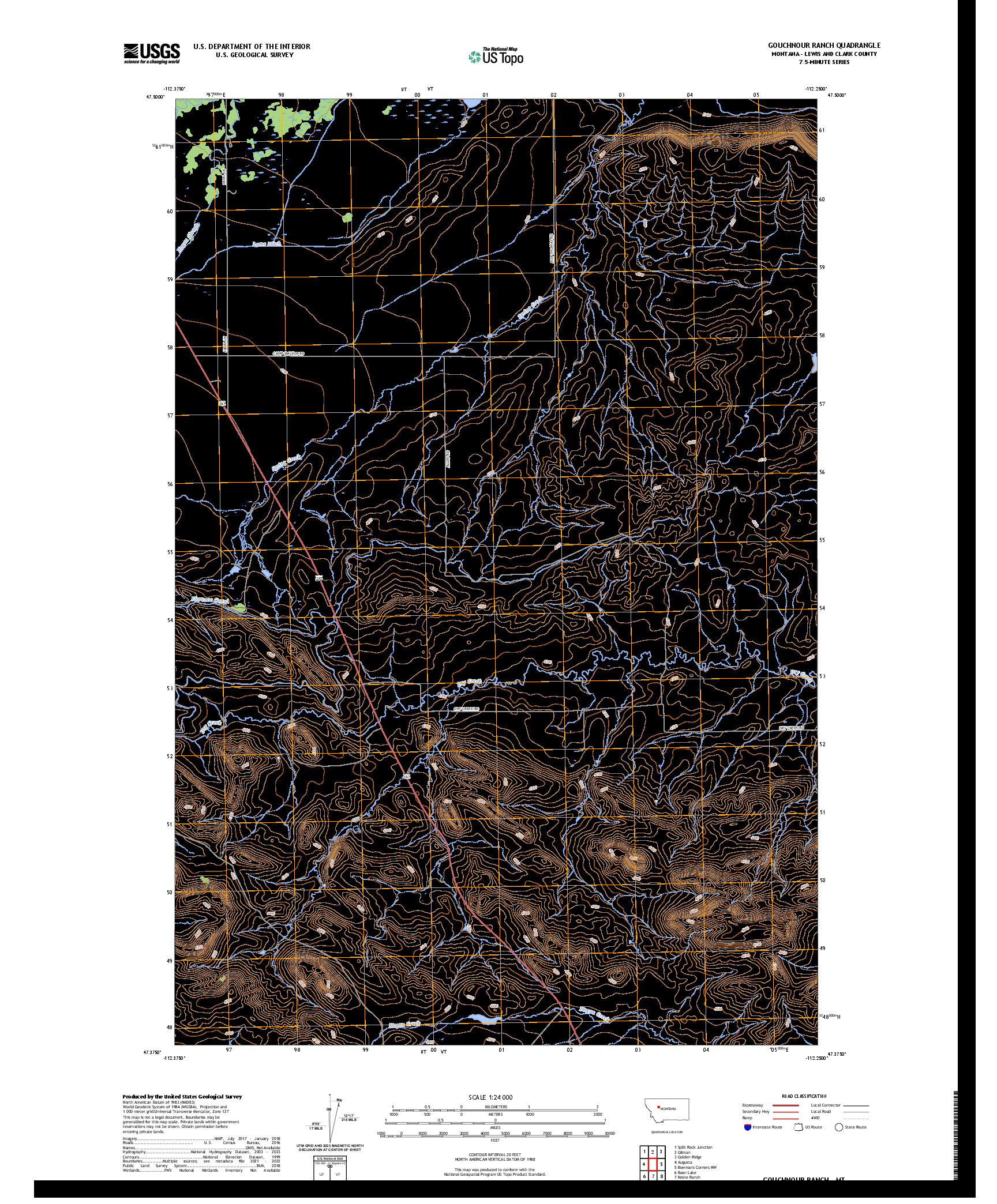 US TOPO 7.5-MINUTE MAP FOR GOUCHNOUR RANCH, MT