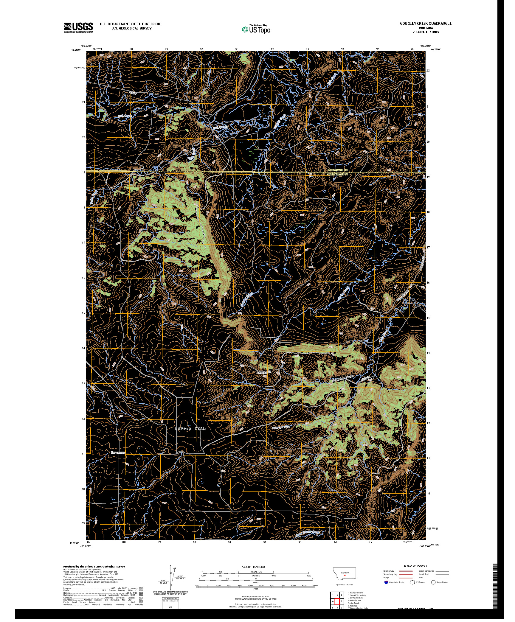 US TOPO 7.5-MINUTE MAP FOR GOUGLEY CREEK, MT