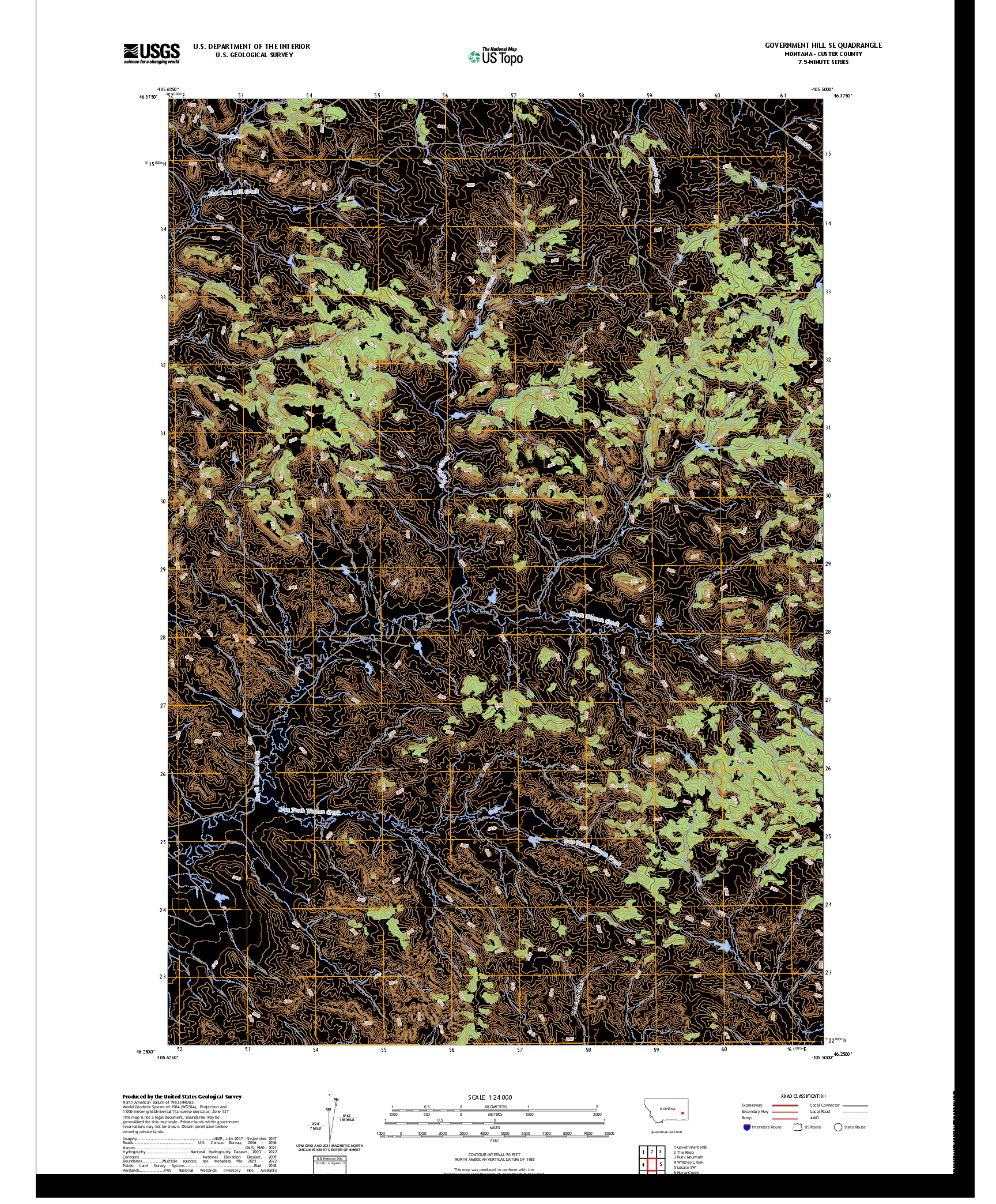 US TOPO 7.5-MINUTE MAP FOR GOVERNMENT HILL SE, MT
