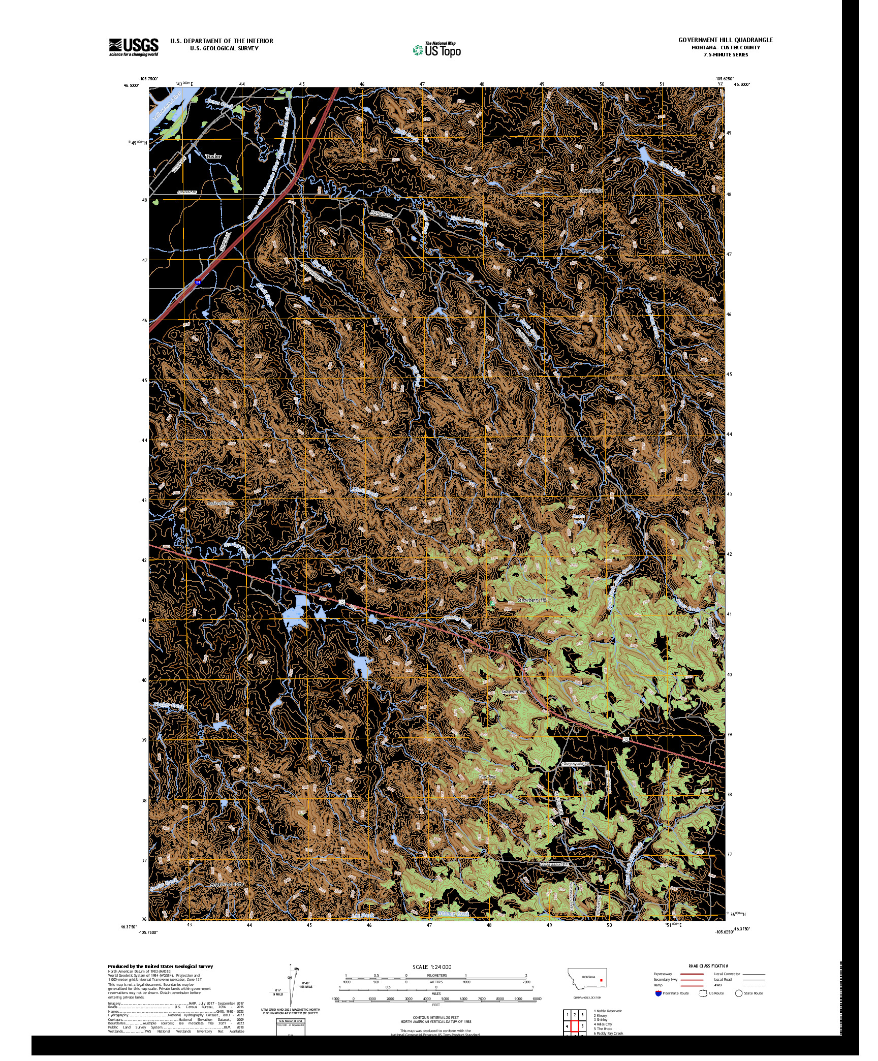 US TOPO 7.5-MINUTE MAP FOR GOVERNMENT HILL, MT