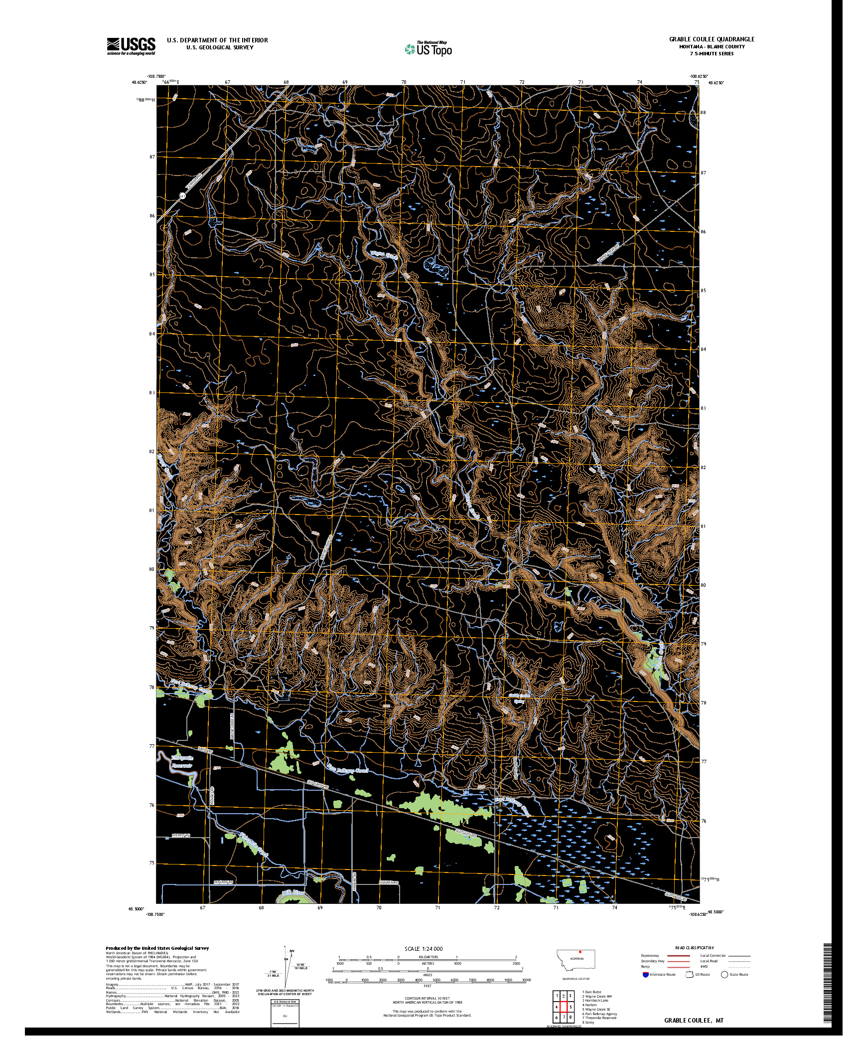 US TOPO 7.5-MINUTE MAP FOR GRABLE COULEE, MT