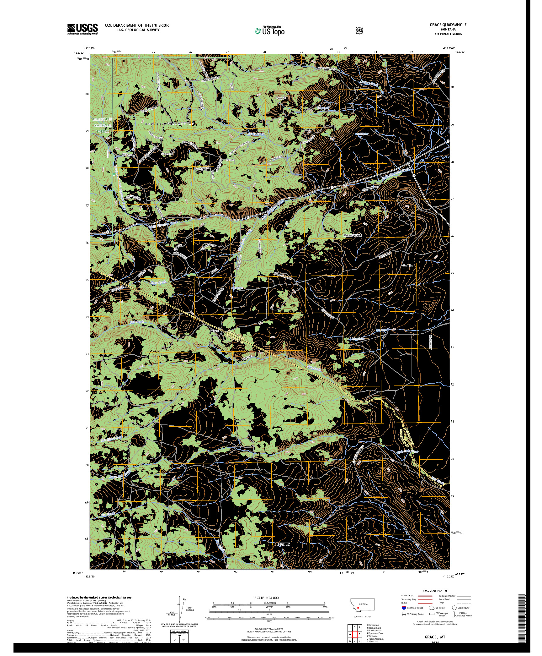 US TOPO 7.5-MINUTE MAP FOR GRACE, MT