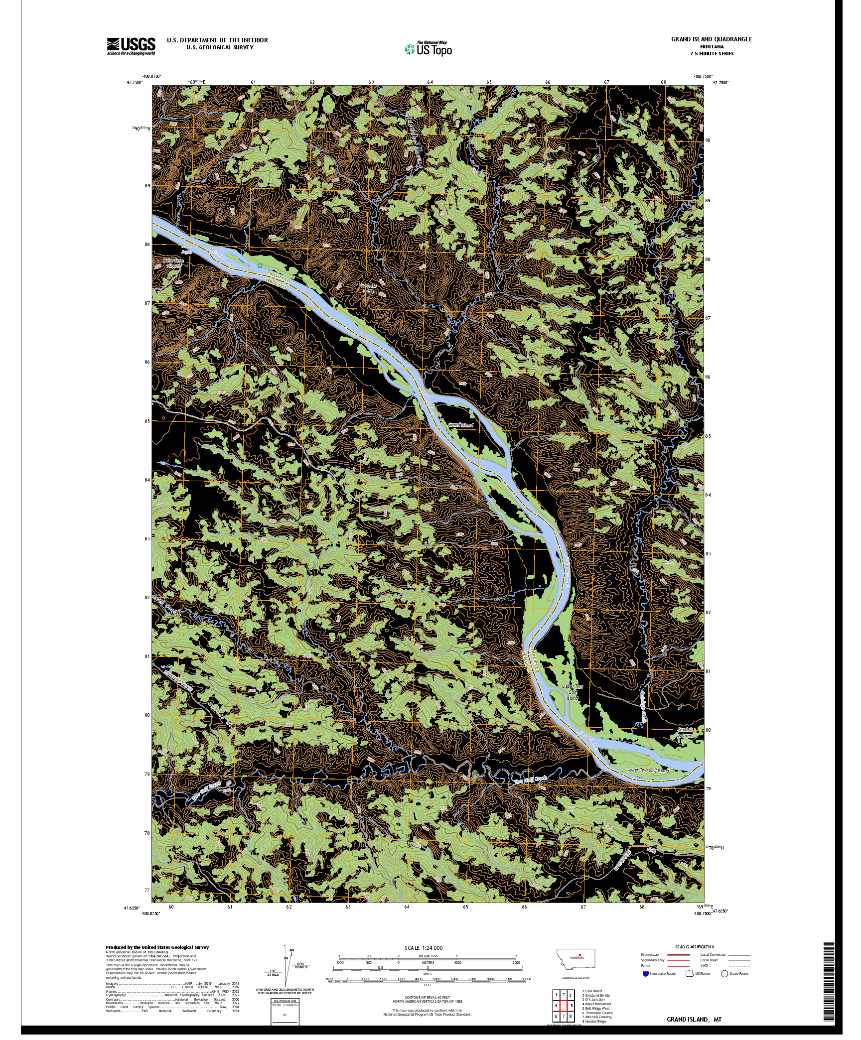 US TOPO 7.5-MINUTE MAP FOR GRAND ISLAND, MT