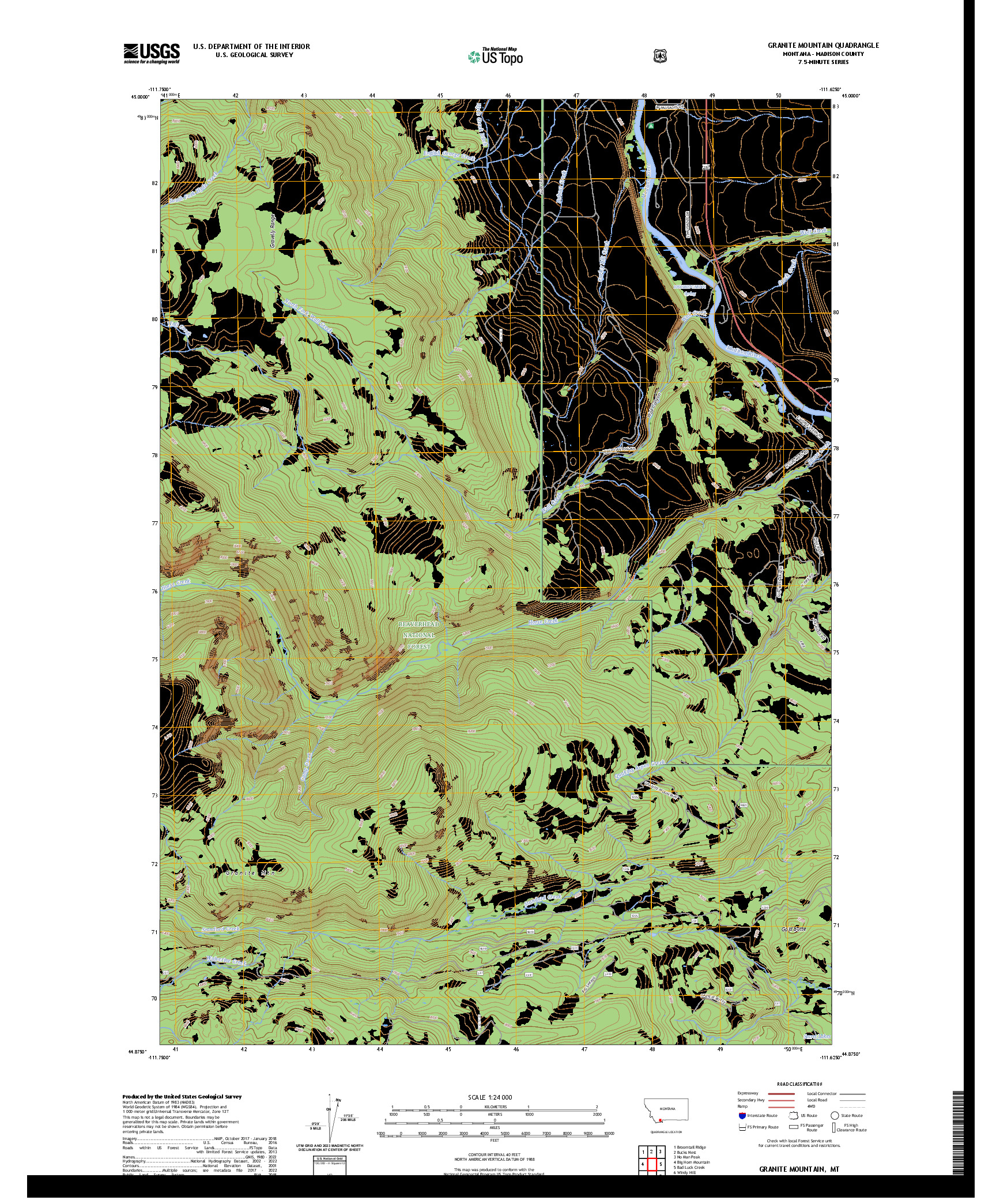 US TOPO 7.5-MINUTE MAP FOR GRANITE MOUNTAIN, MT