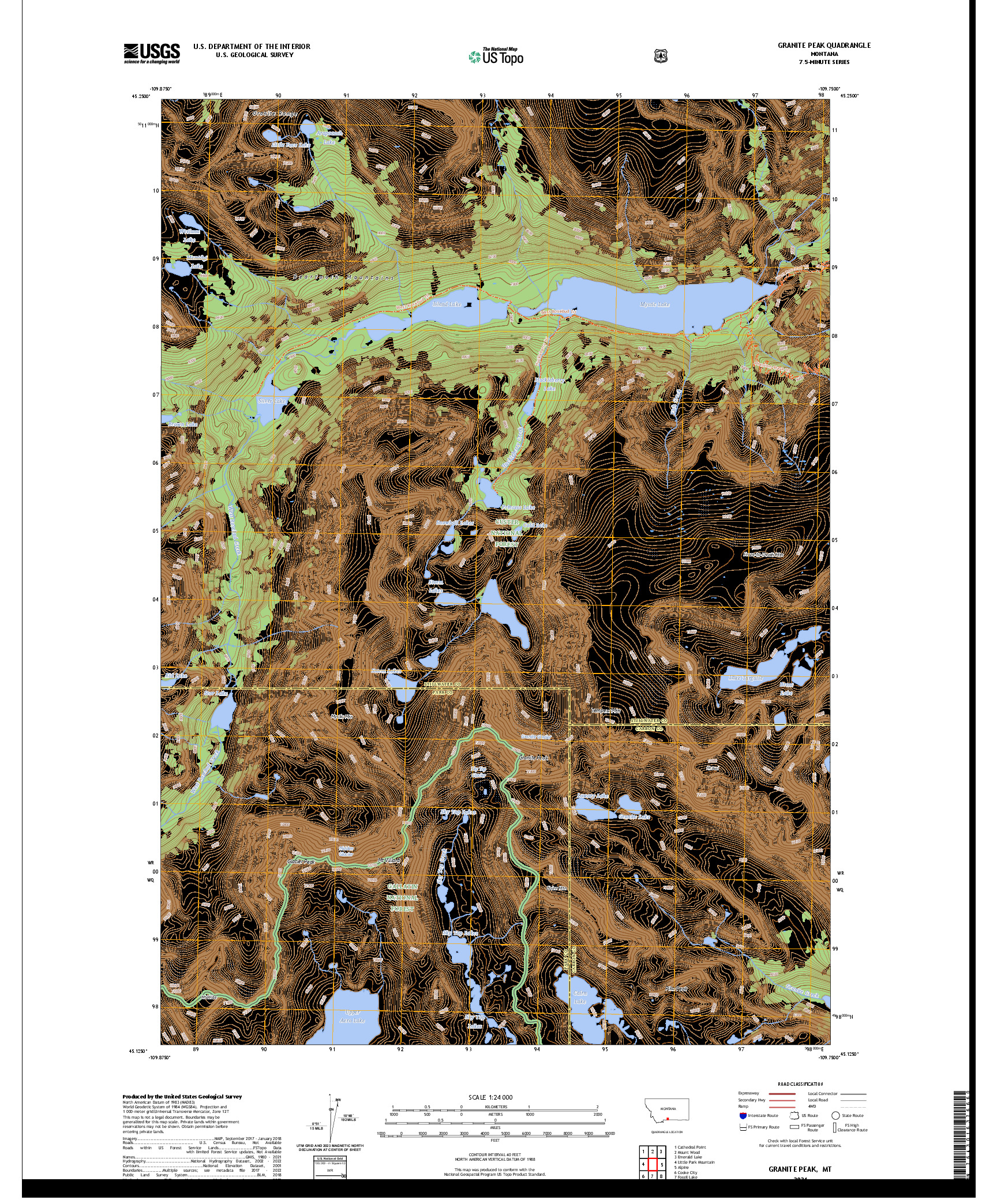 US TOPO 7.5-MINUTE MAP FOR GRANITE PEAK, MT