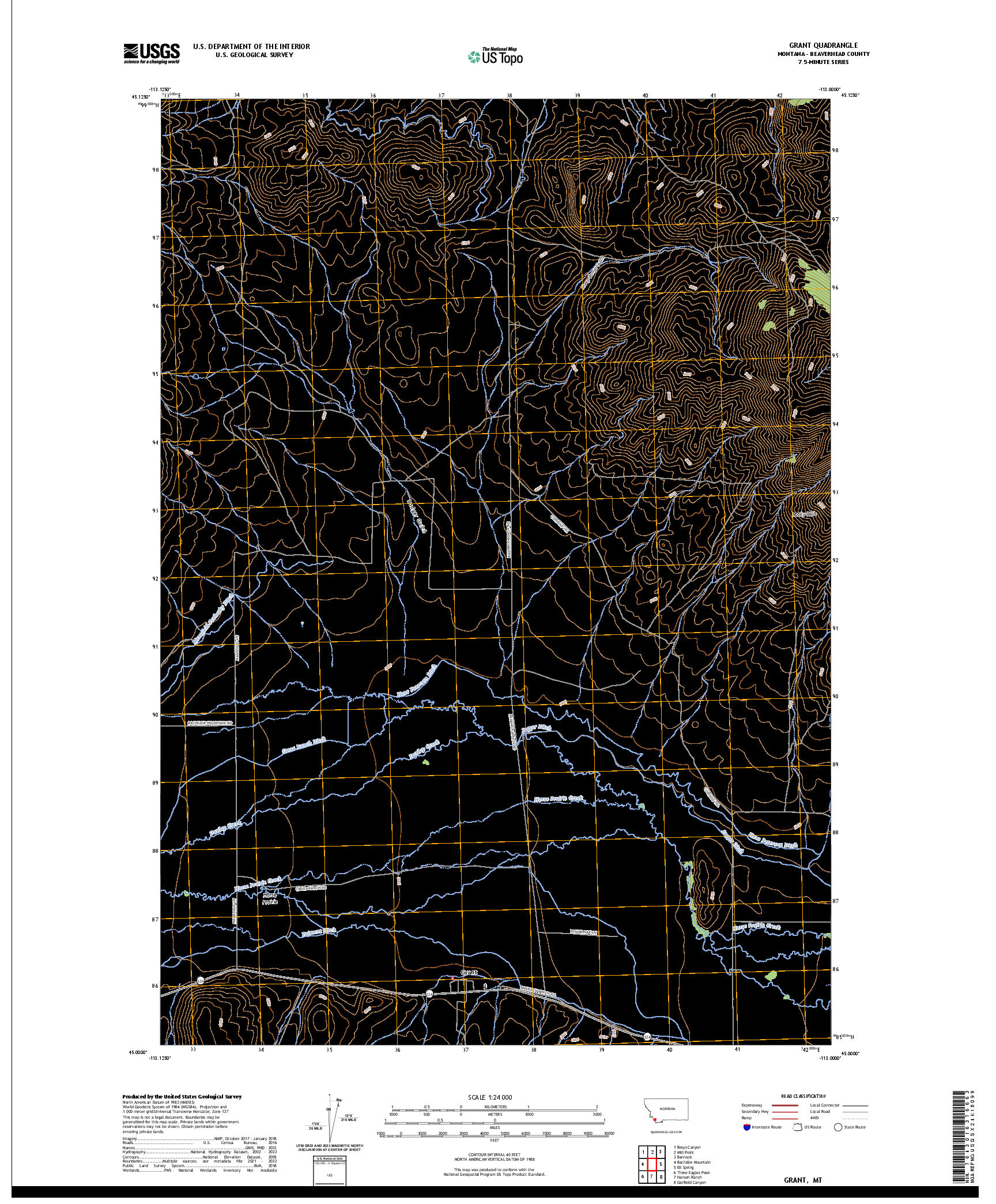 US TOPO 7.5-MINUTE MAP FOR GRANT, MT