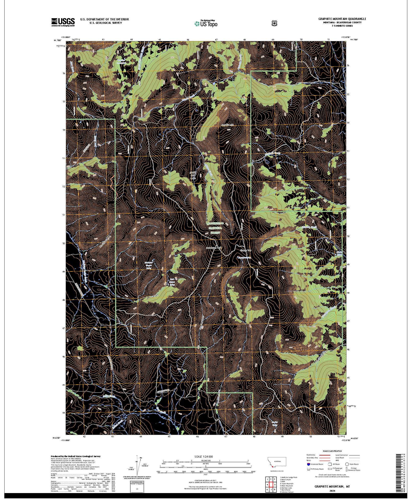 US TOPO 7.5-MINUTE MAP FOR GRAPHITE MOUNTAIN, MT