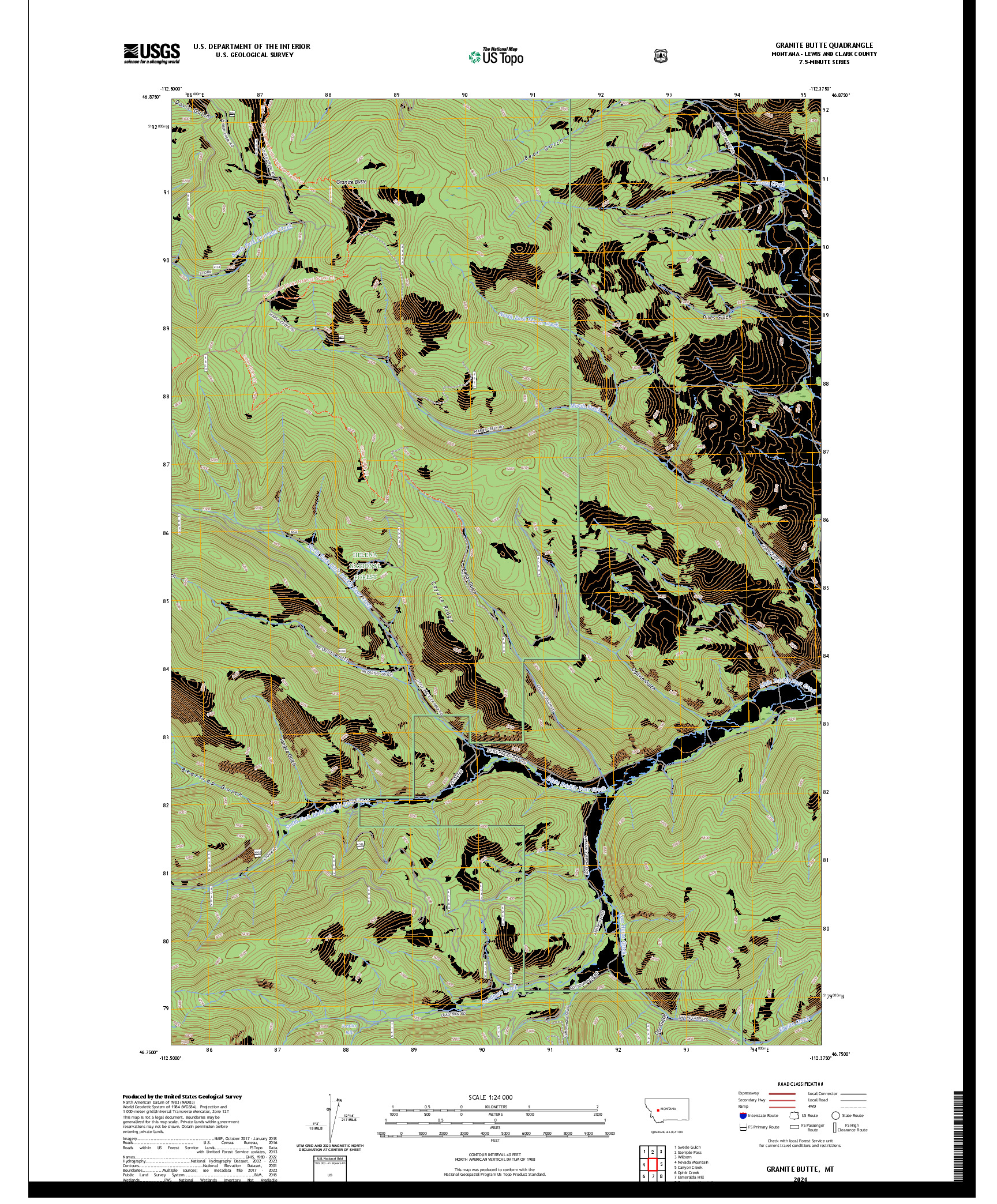 US TOPO 7.5-MINUTE MAP FOR GRANITE BUTTE, MT