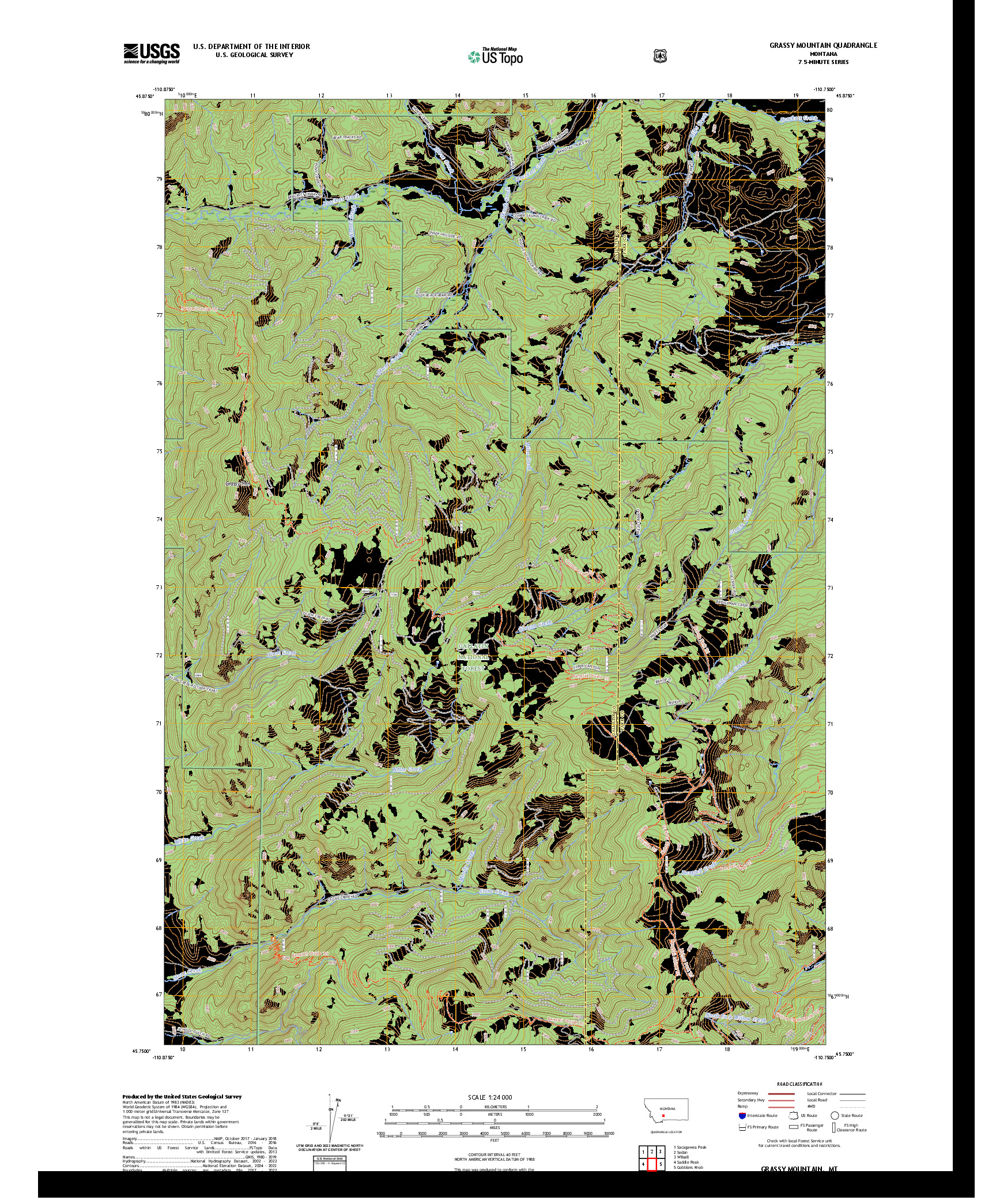 US TOPO 7.5-MINUTE MAP FOR GRASSY MOUNTAIN, MT
