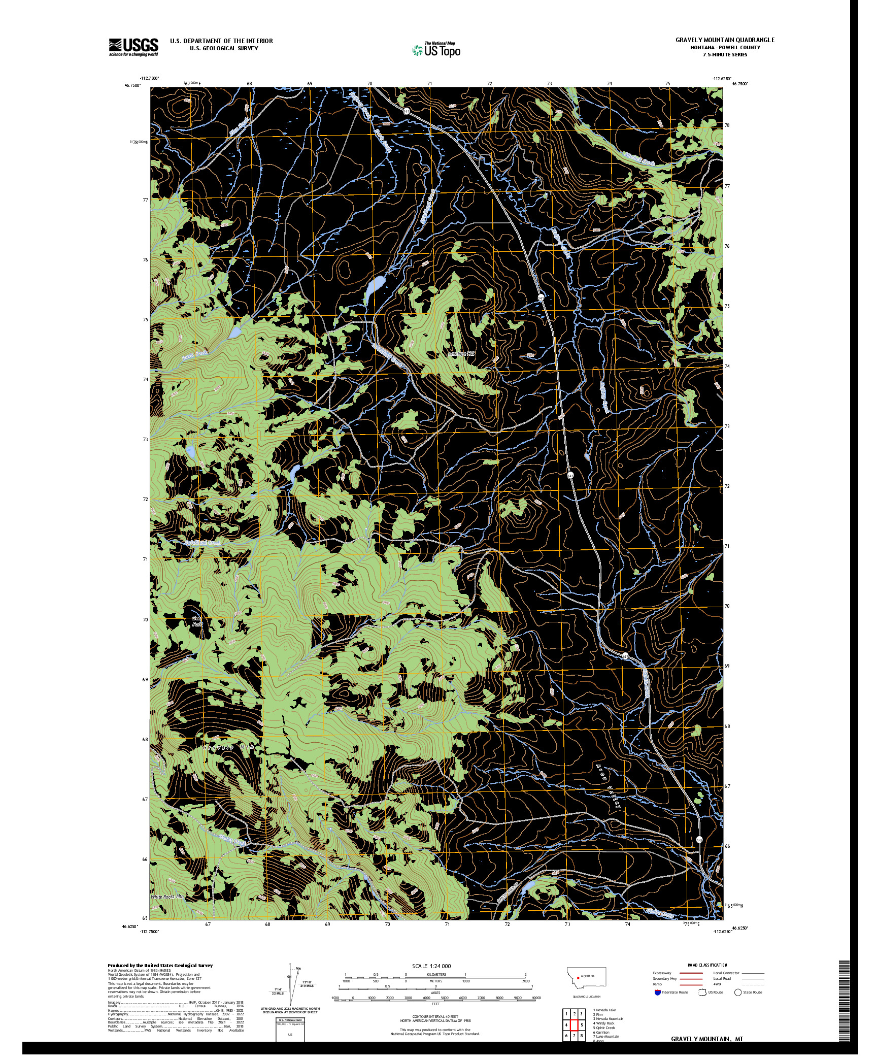 US TOPO 7.5-MINUTE MAP FOR GRAVELY MOUNTAIN, MT