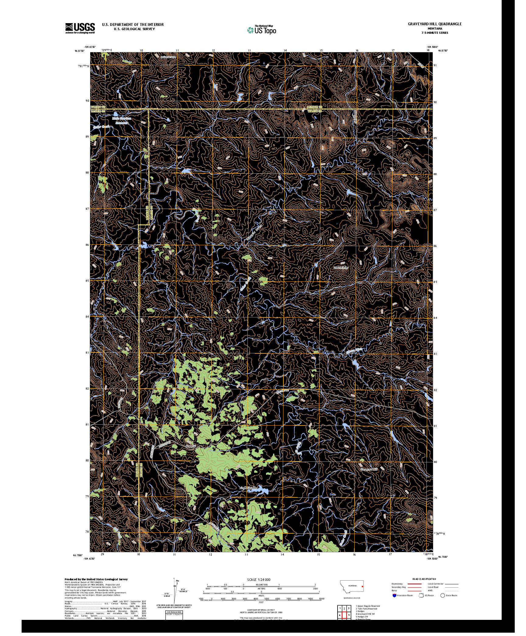 US TOPO 7.5-MINUTE MAP FOR GRAVEYARD HILL, MT