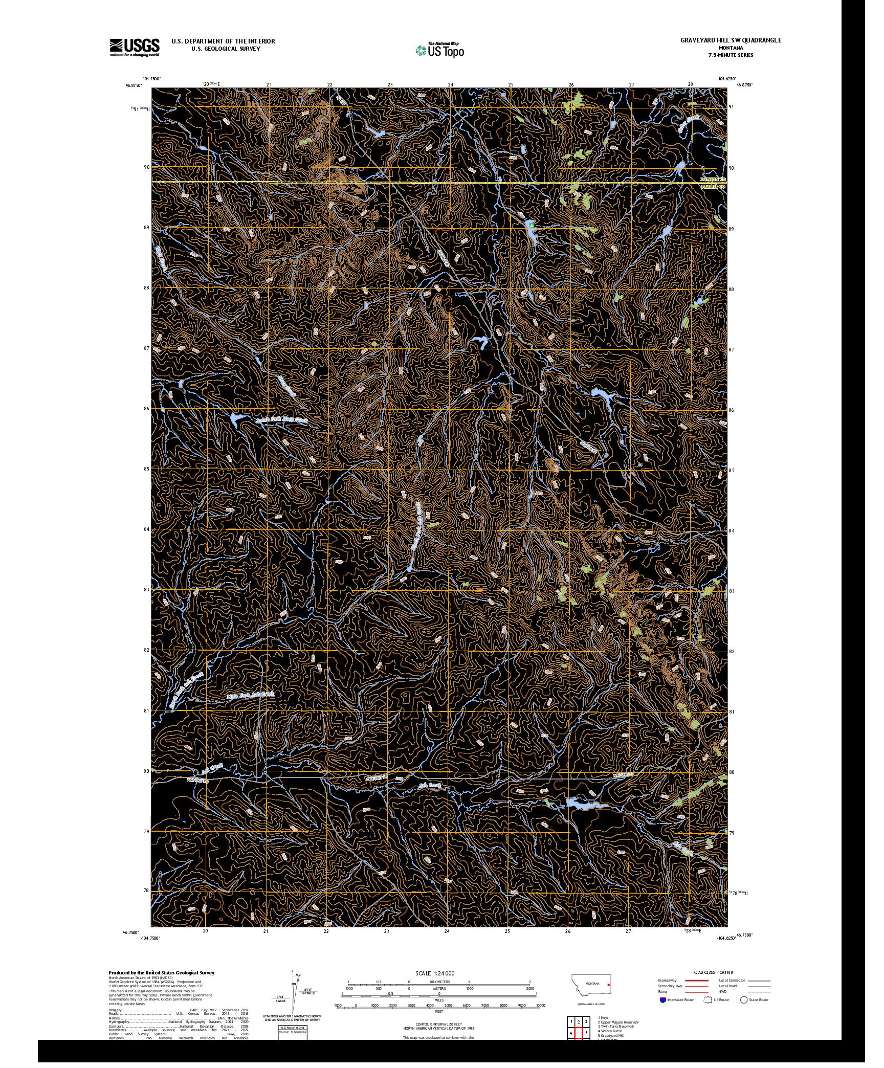 US TOPO 7.5-MINUTE MAP FOR GRAVEYARD HILL SW, MT