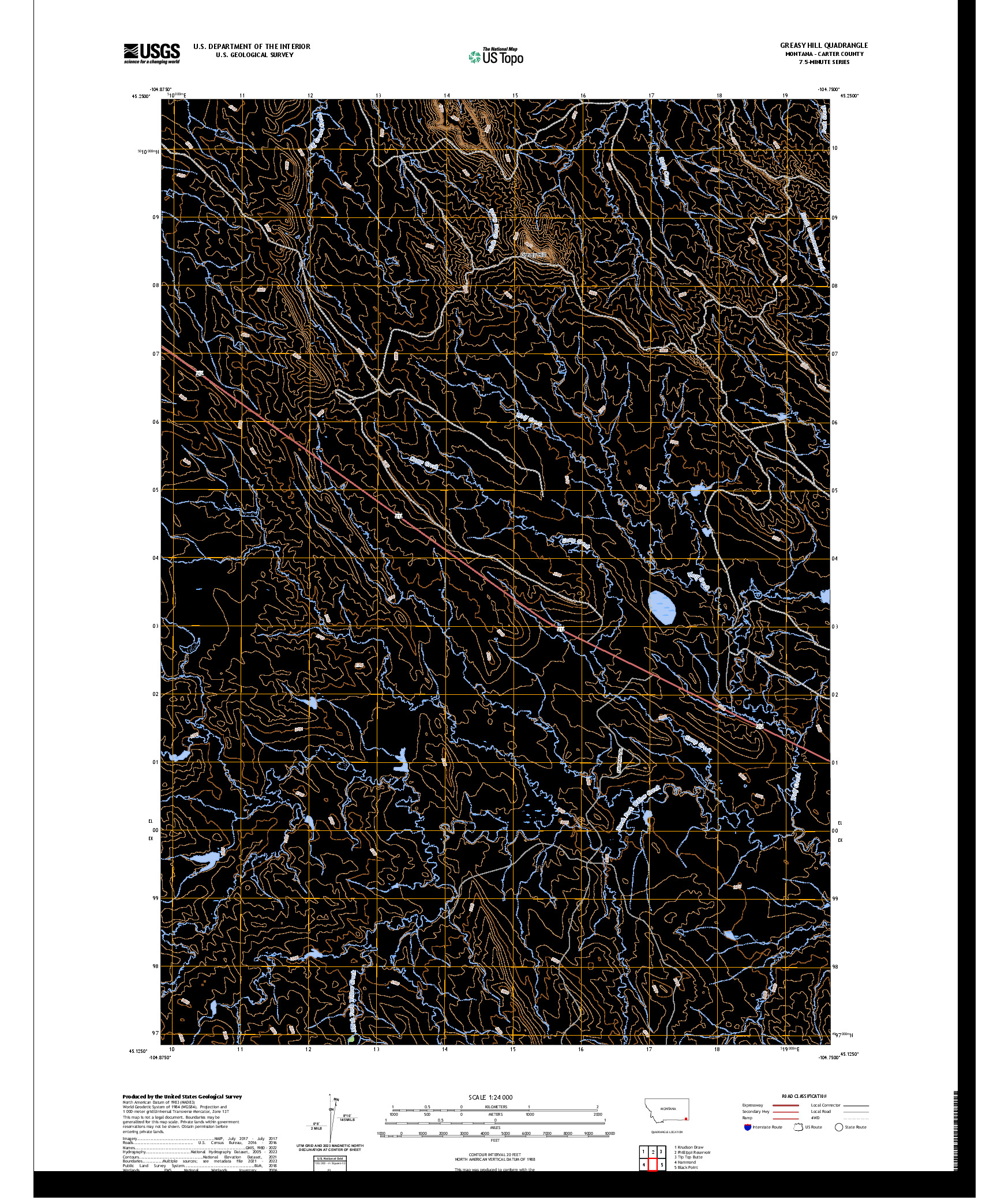 US TOPO 7.5-MINUTE MAP FOR GREASY HILL, MT