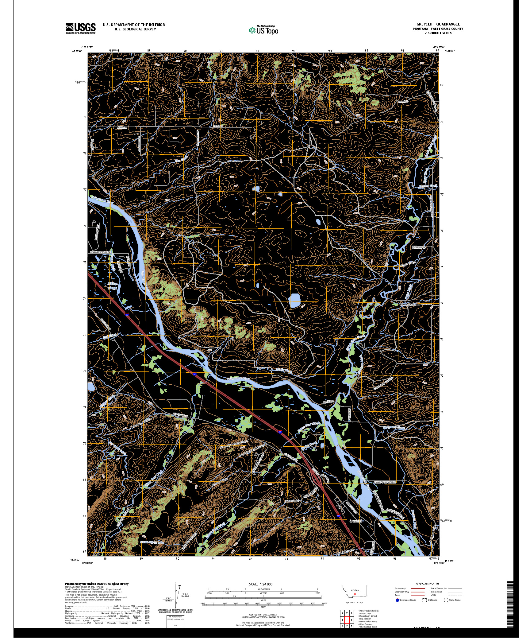 US TOPO 7.5-MINUTE MAP FOR GREYCLIFF, MT