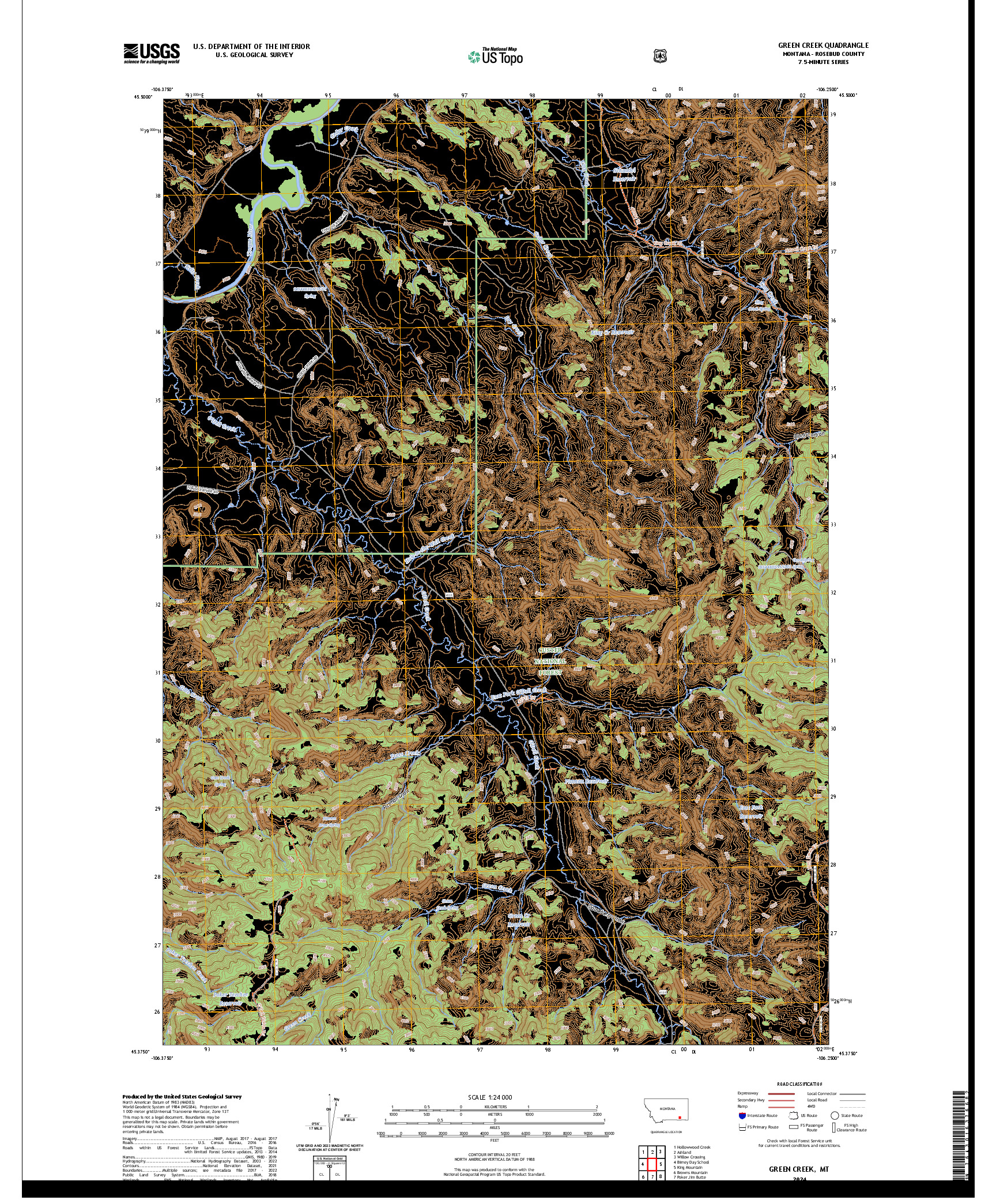 US TOPO 7.5-MINUTE MAP FOR GREEN CREEK, MT