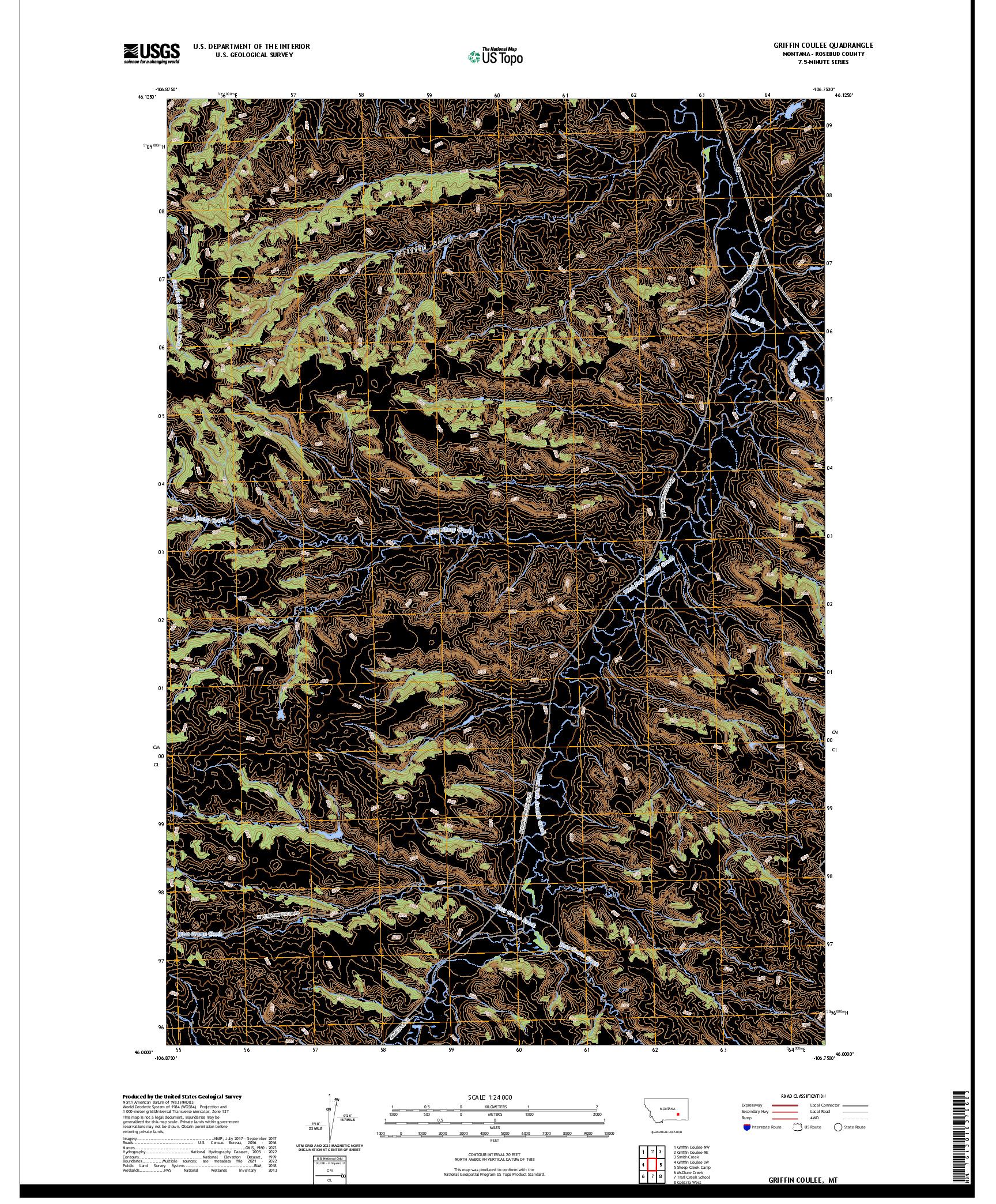 US TOPO 7.5-MINUTE MAP FOR GRIFFIN COULEE, MT