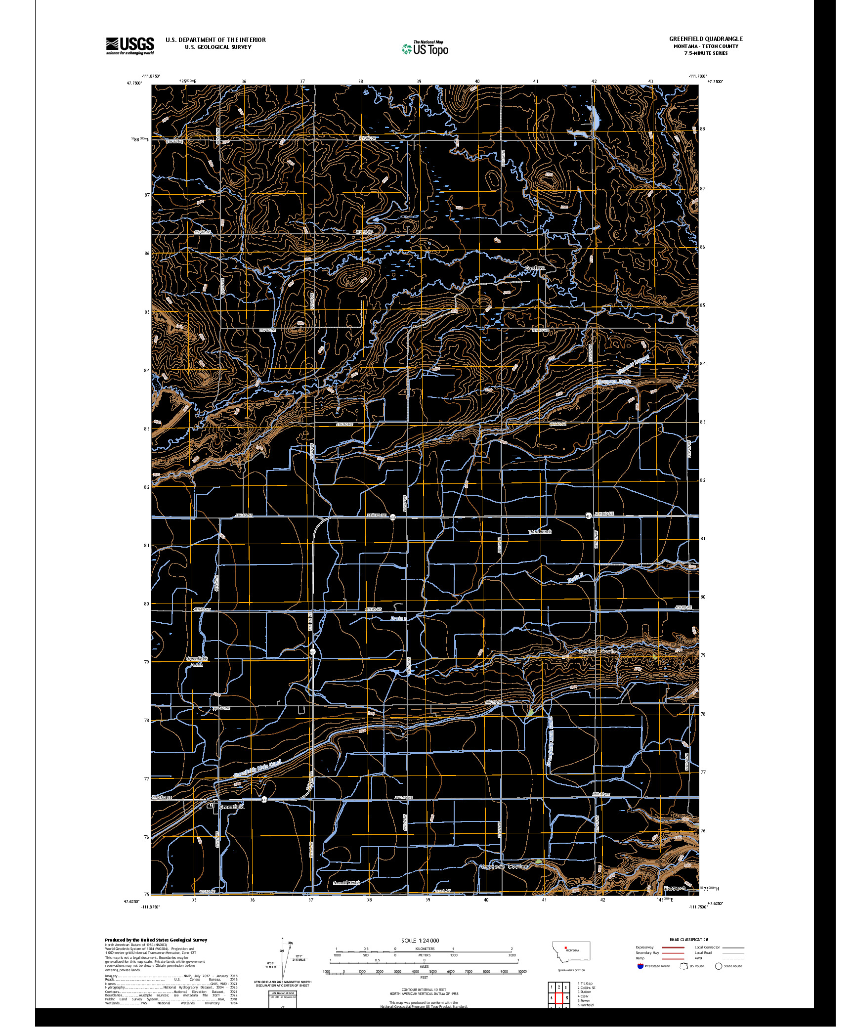 US TOPO 7.5-MINUTE MAP FOR GREENFIELD, MT