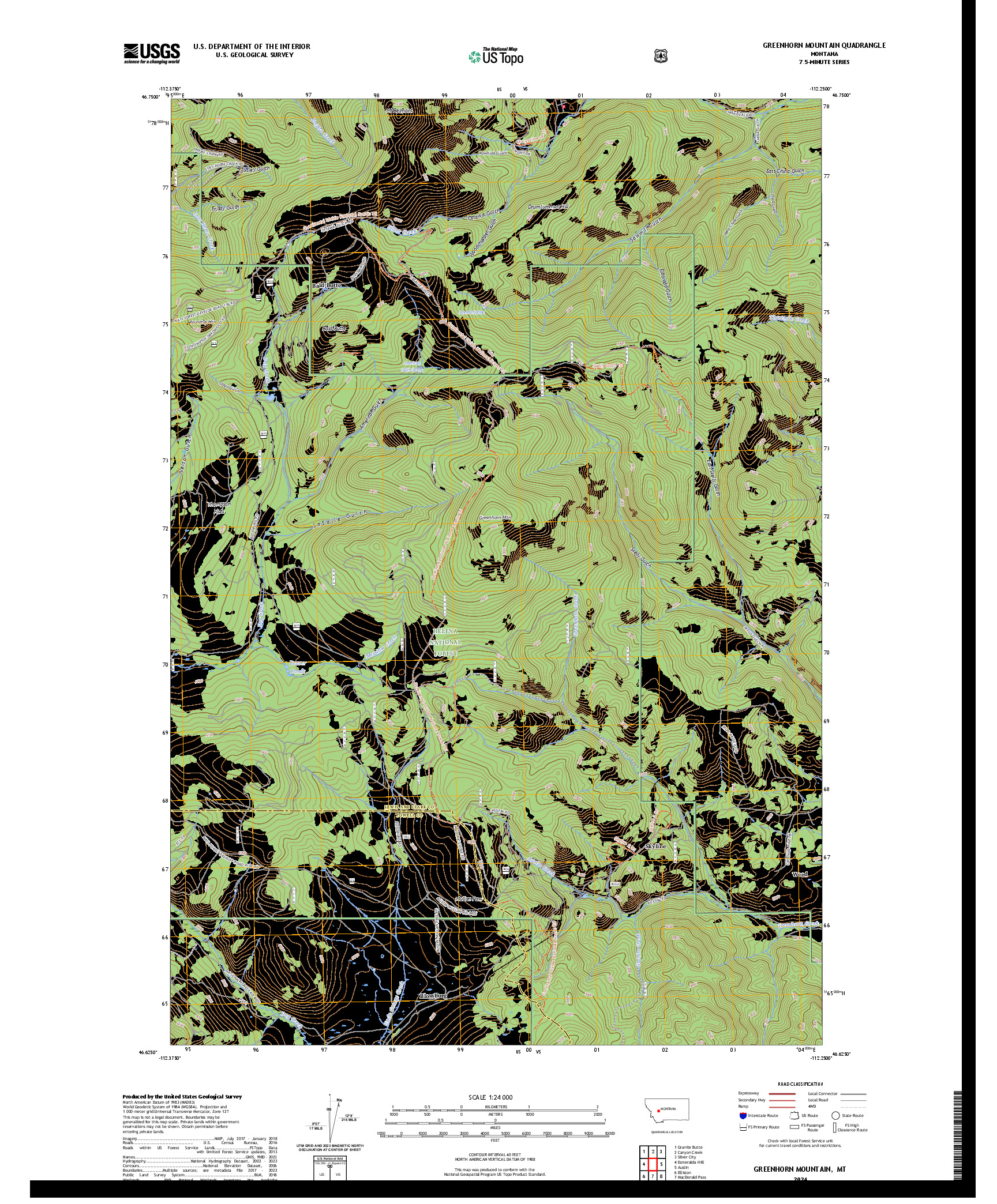 US TOPO 7.5-MINUTE MAP FOR GREENHORN MOUNTAIN, MT
