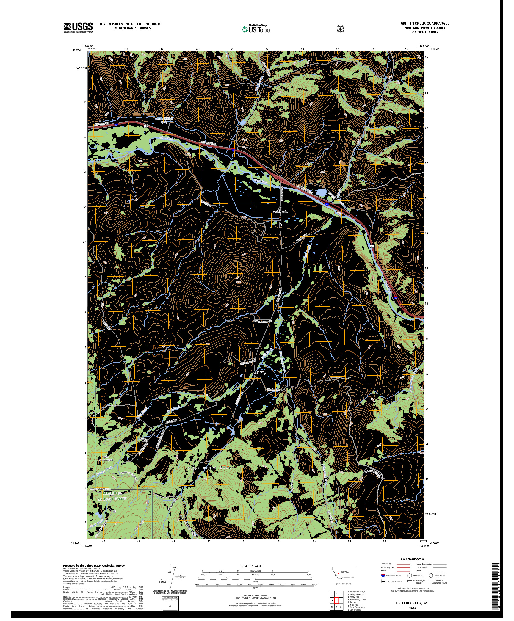 US TOPO 7.5-MINUTE MAP FOR GRIFFIN CREEK, MT