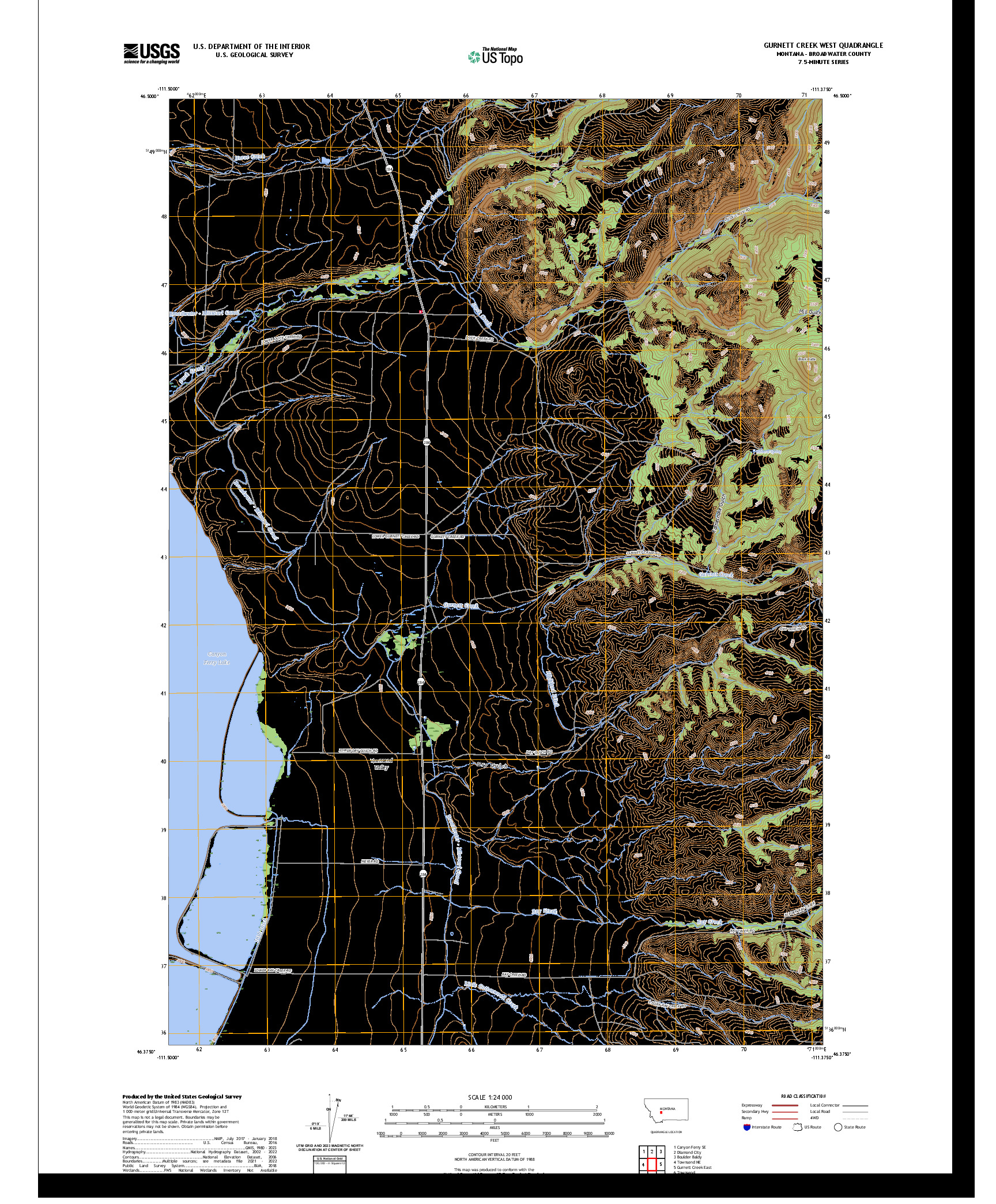 US TOPO 7.5-MINUTE MAP FOR GURNETT CREEK WEST, MT