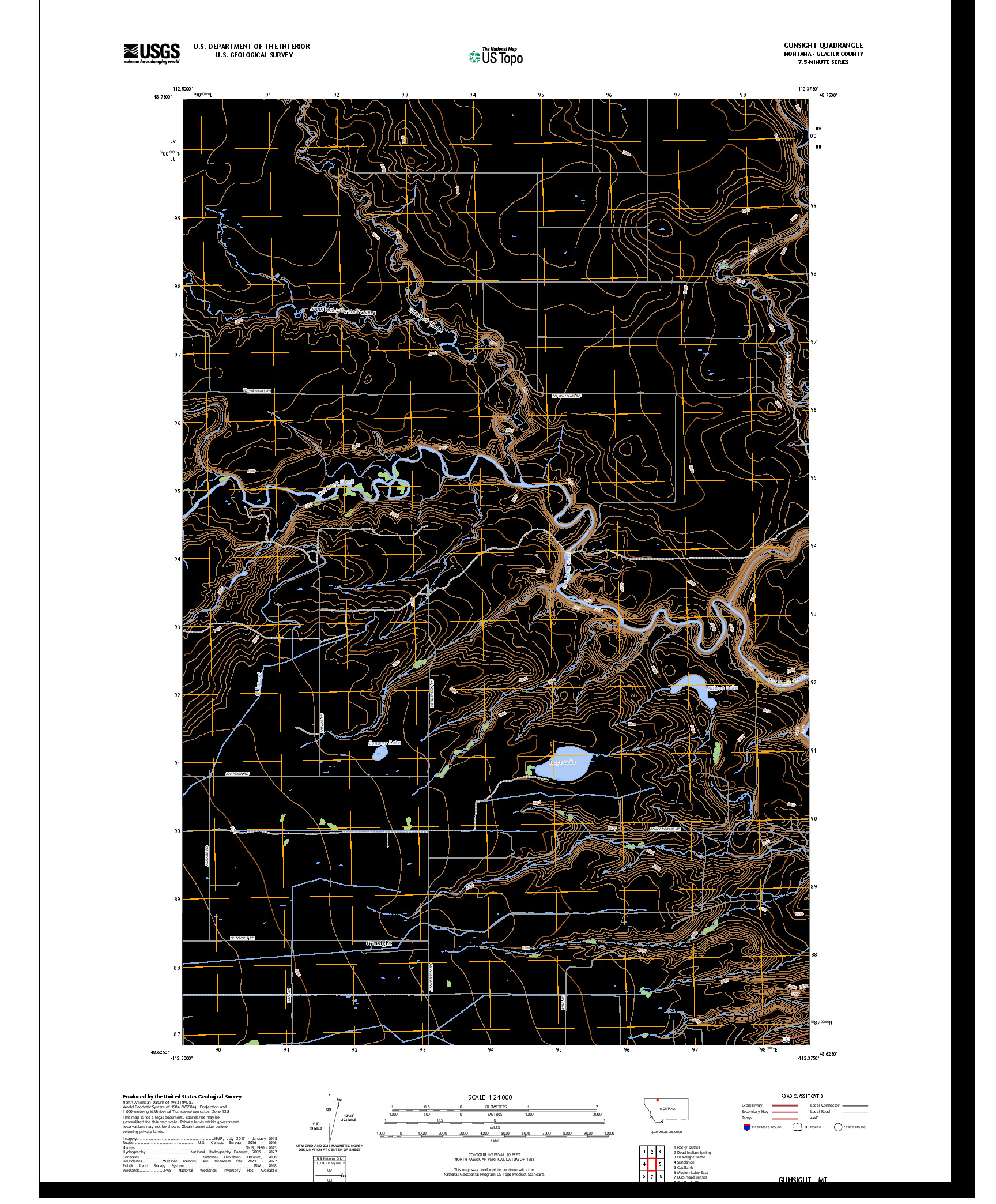 US TOPO 7.5-MINUTE MAP FOR GUNSIGHT, MT