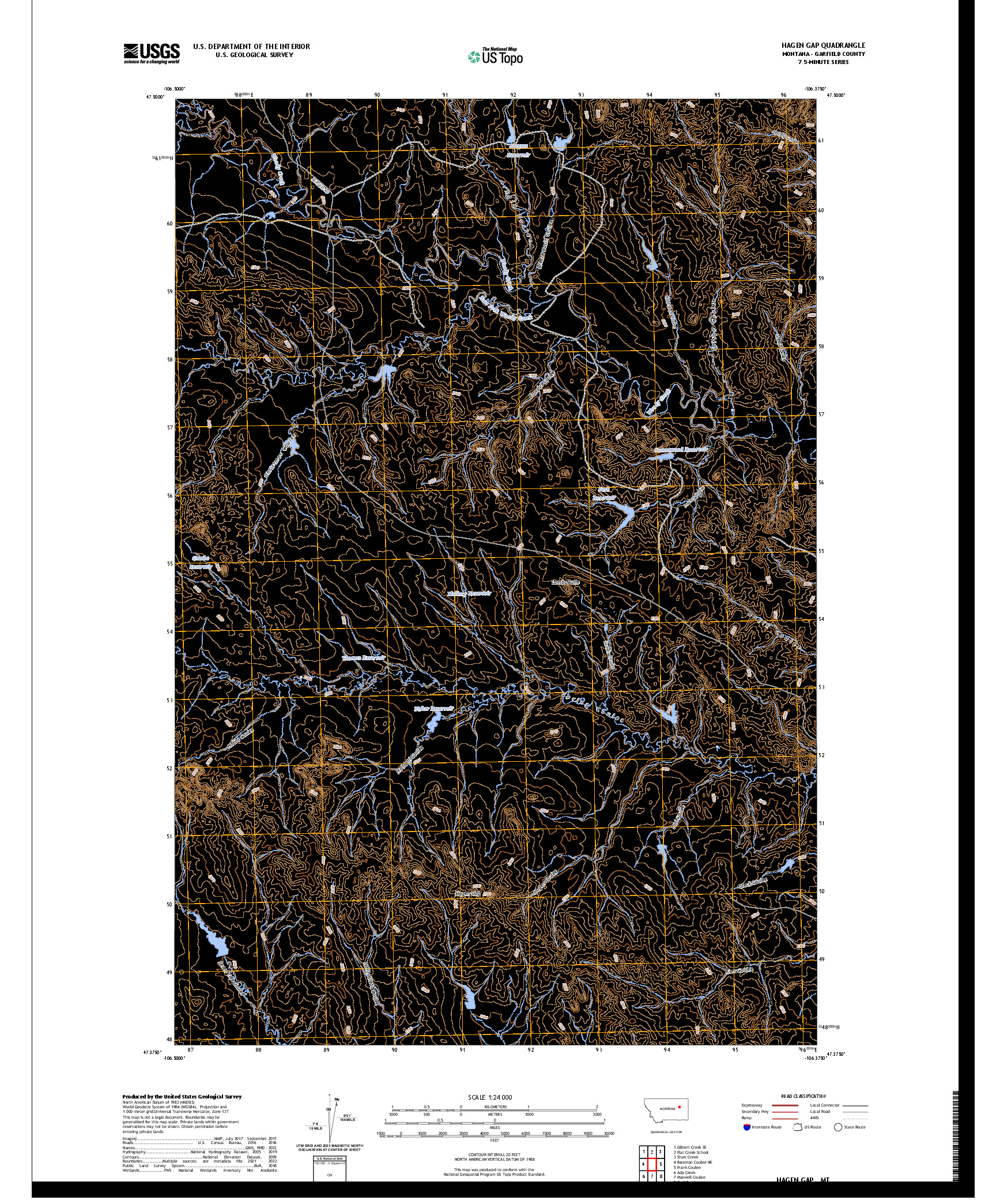 US TOPO 7.5-MINUTE MAP FOR HAGEN GAP, MT