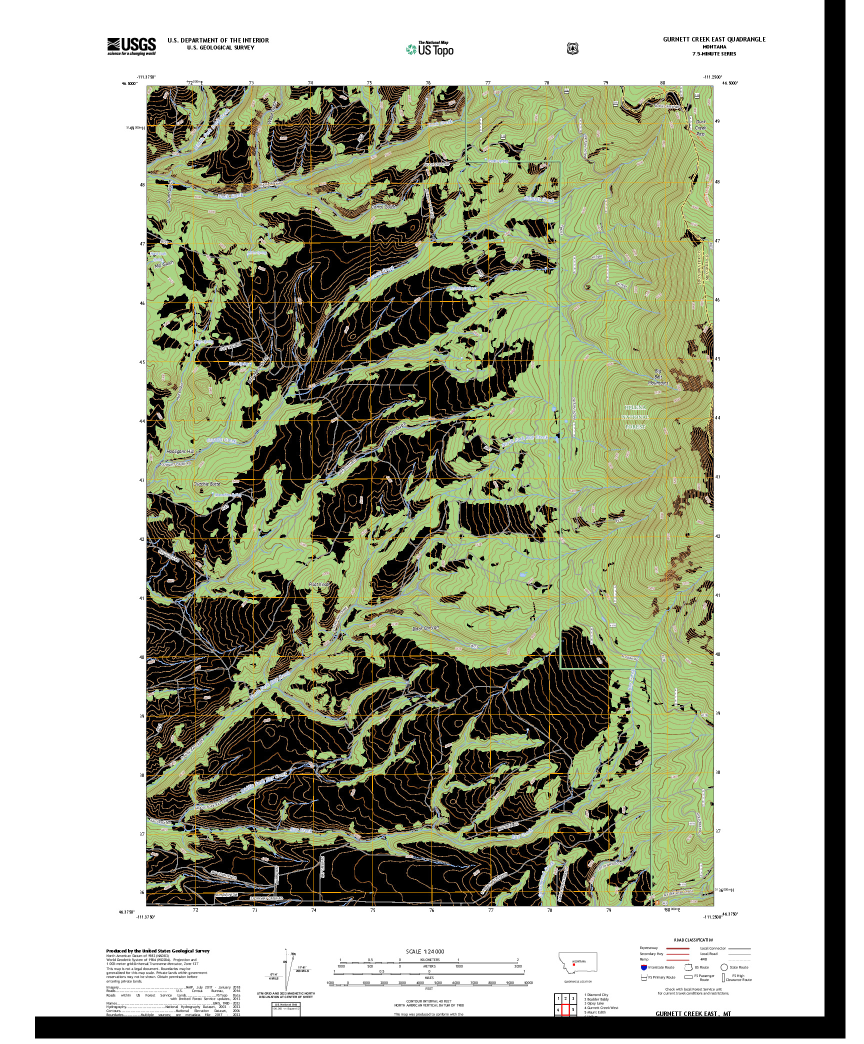 US TOPO 7.5-MINUTE MAP FOR GURNETT CREEK EAST, MT