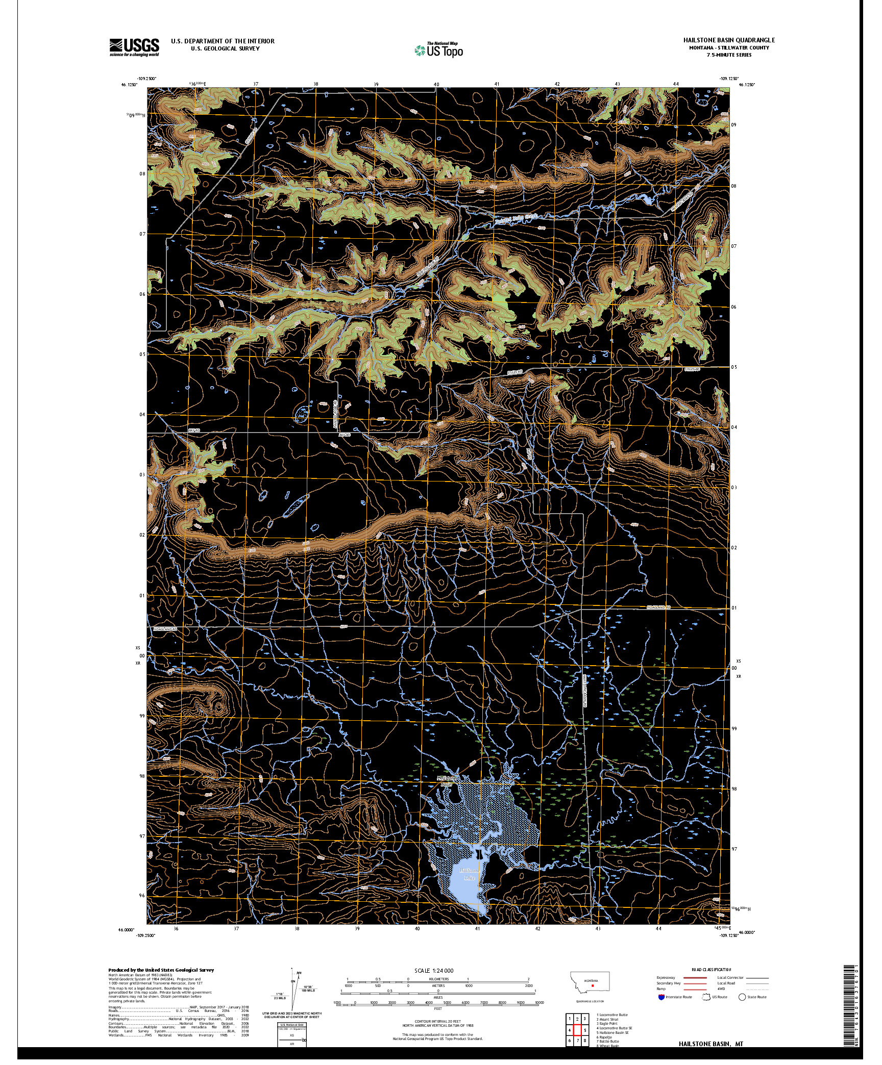 US TOPO 7.5-MINUTE MAP FOR HAILSTONE BASIN, MT