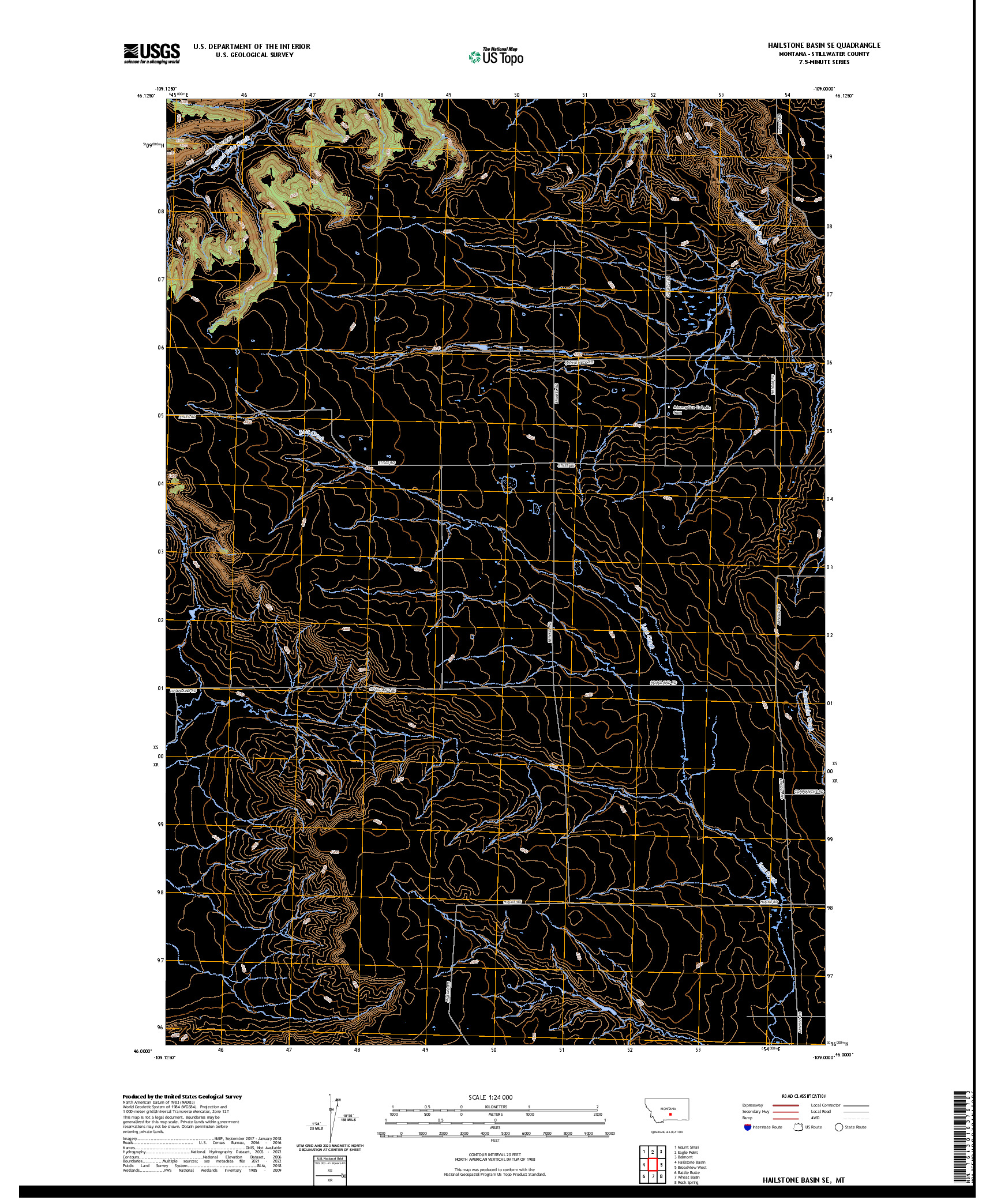 US TOPO 7.5-MINUTE MAP FOR HAILSTONE BASIN SE, MT